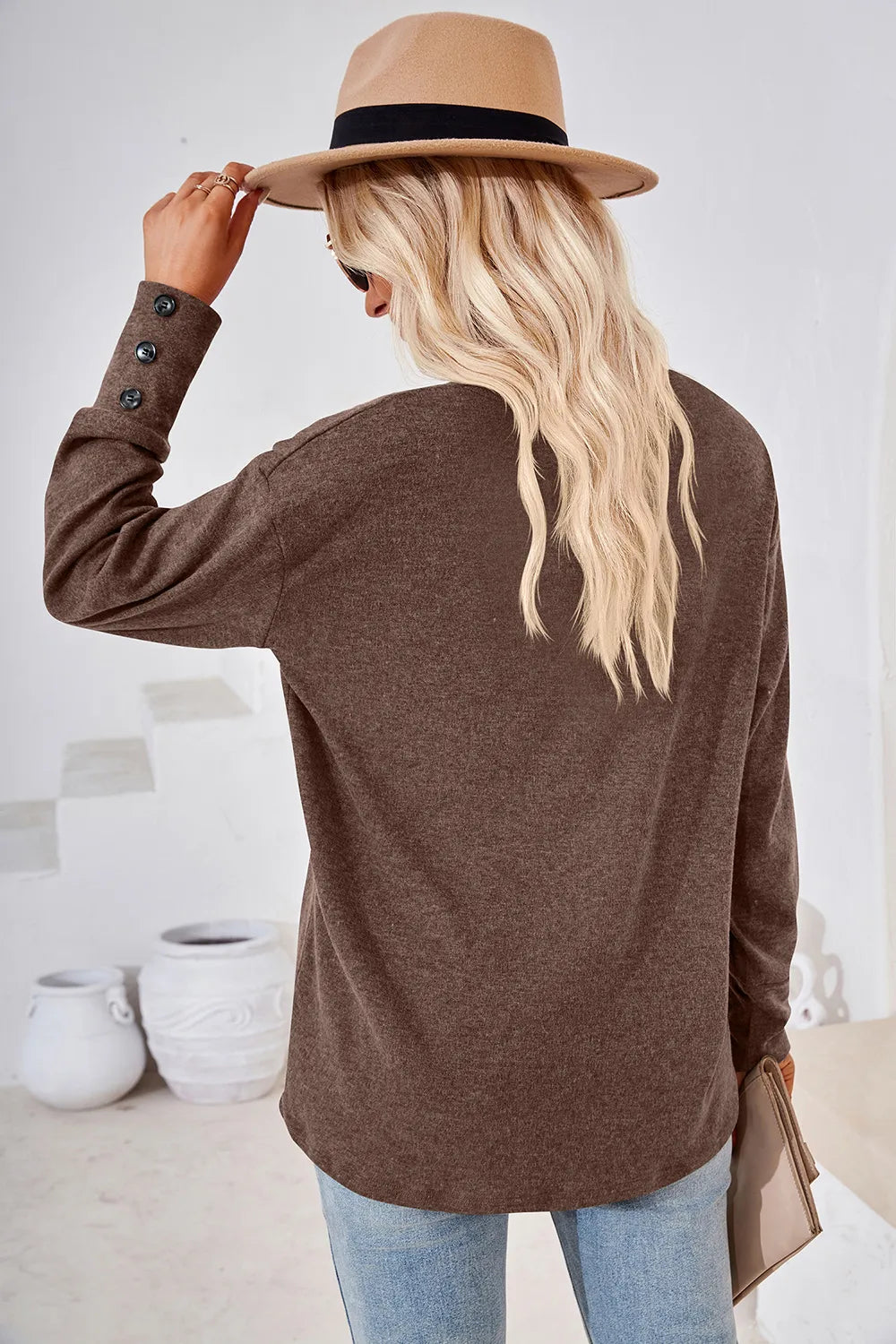 V-Neck Dropped Shoulder T-Shirt - Lilixa.store