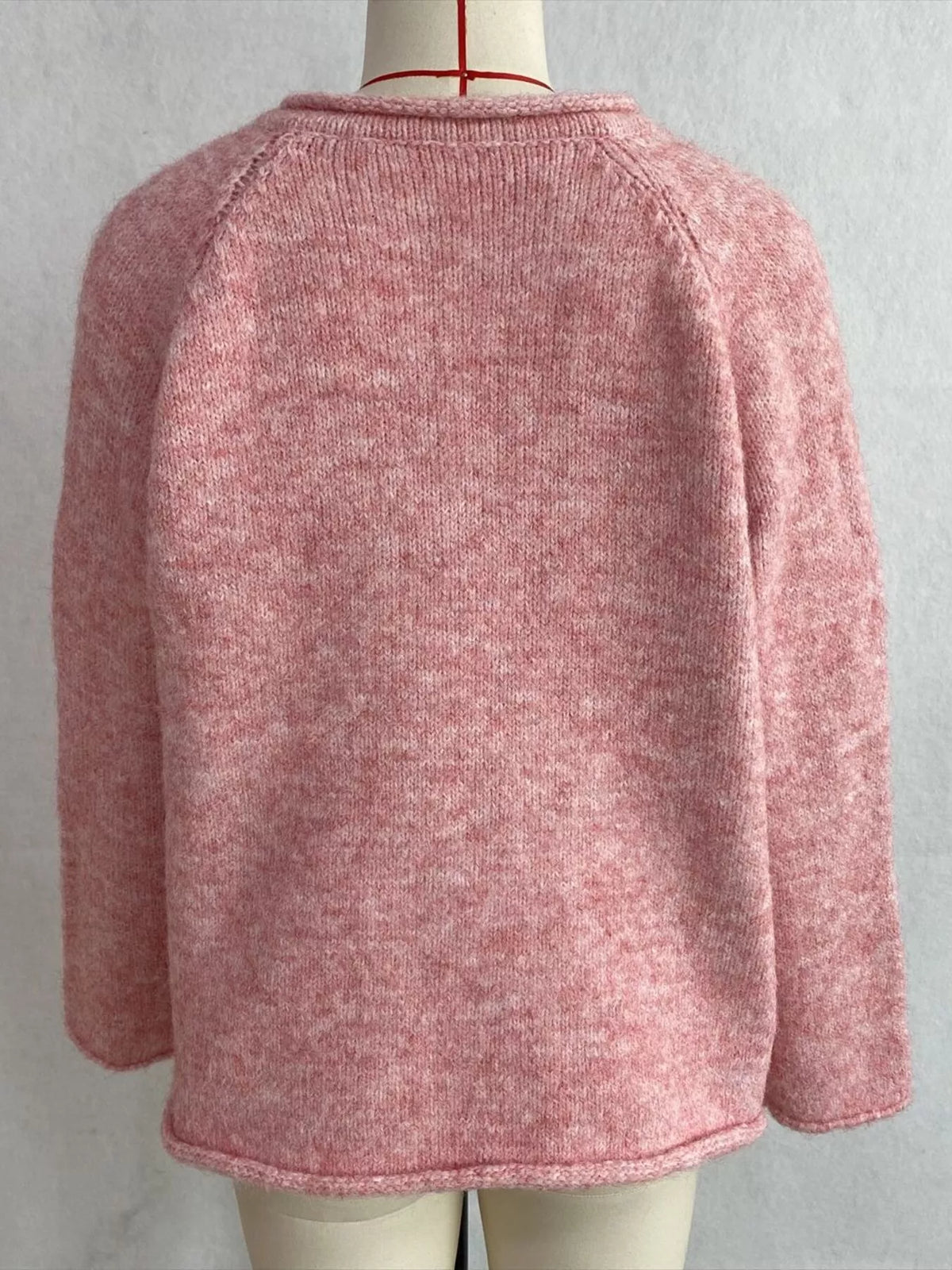 Chic V-Neck Sweater with Polka Dot Ribbon Tie, view 12