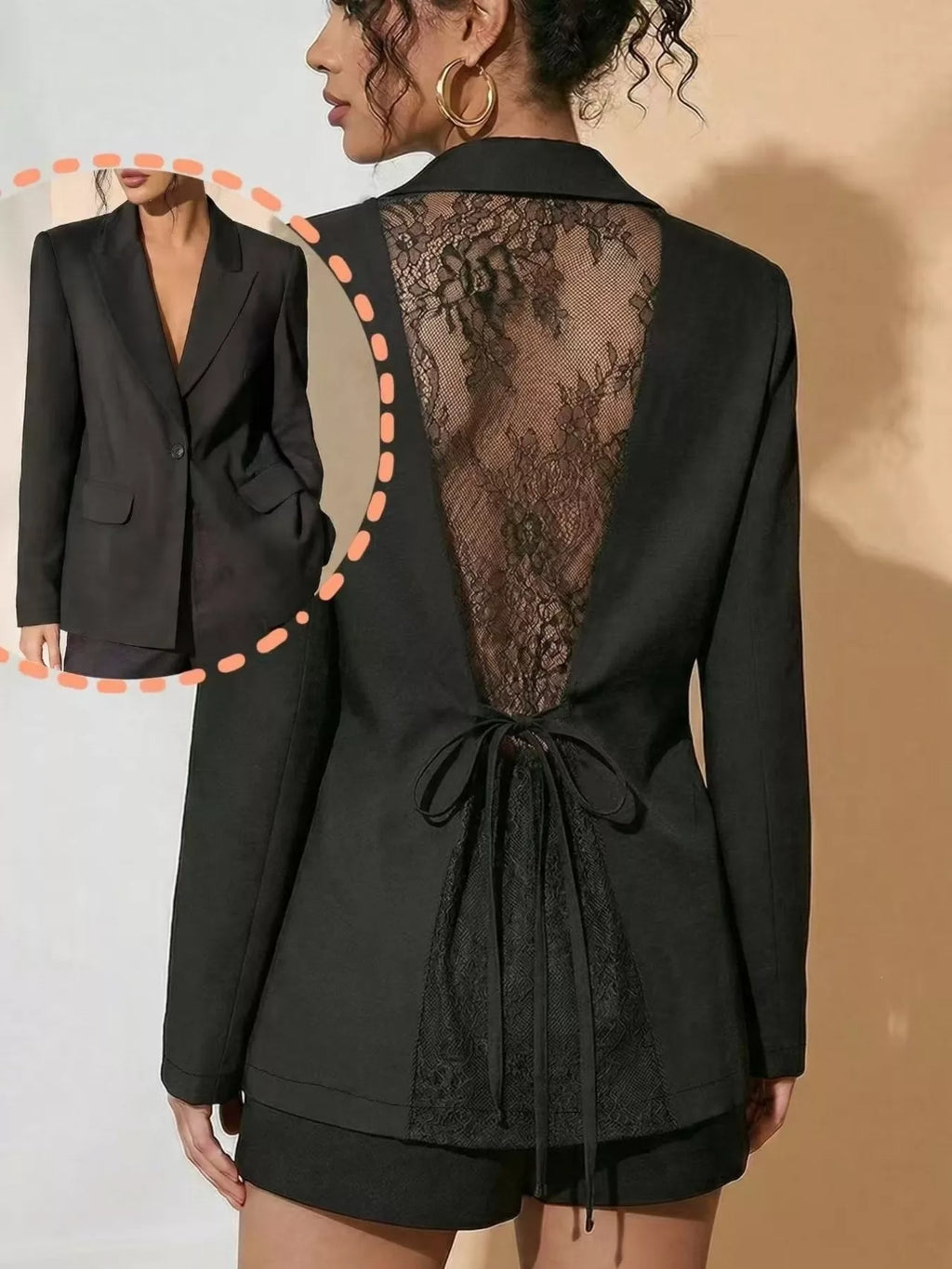 Lace-Back One Button Blazer - Lilixa.store
