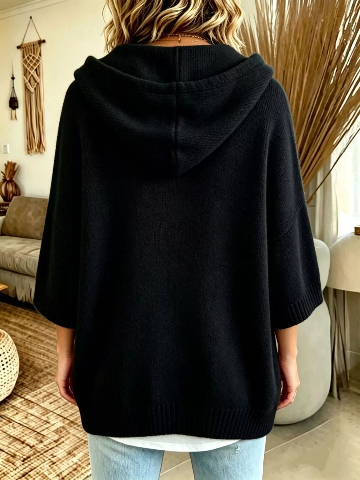 Full Size Hooded Button-Down Knit Cardigan Plus Size, view 4
