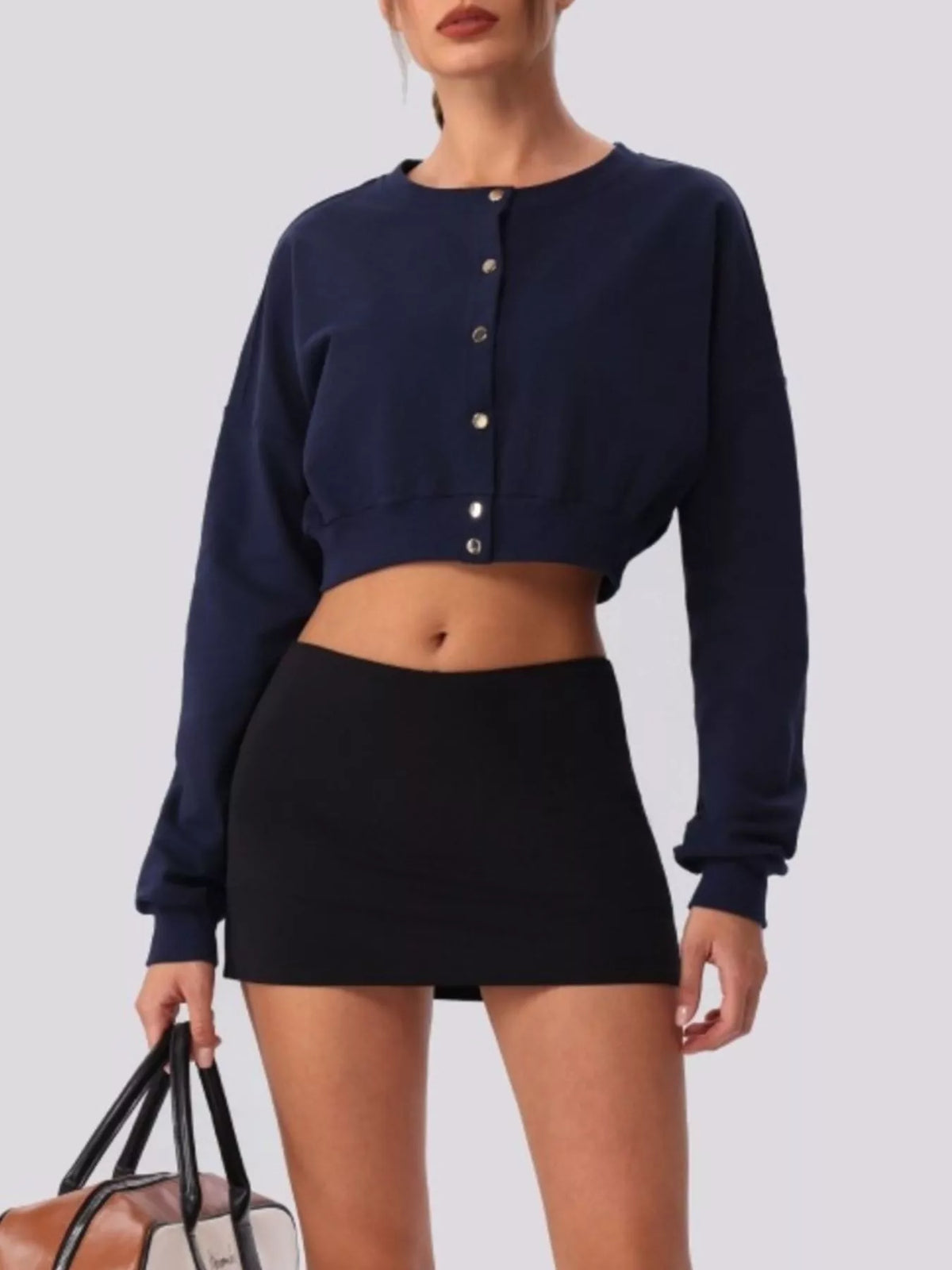 Cropped Button-Down Active Cardigan - Lilixa.store