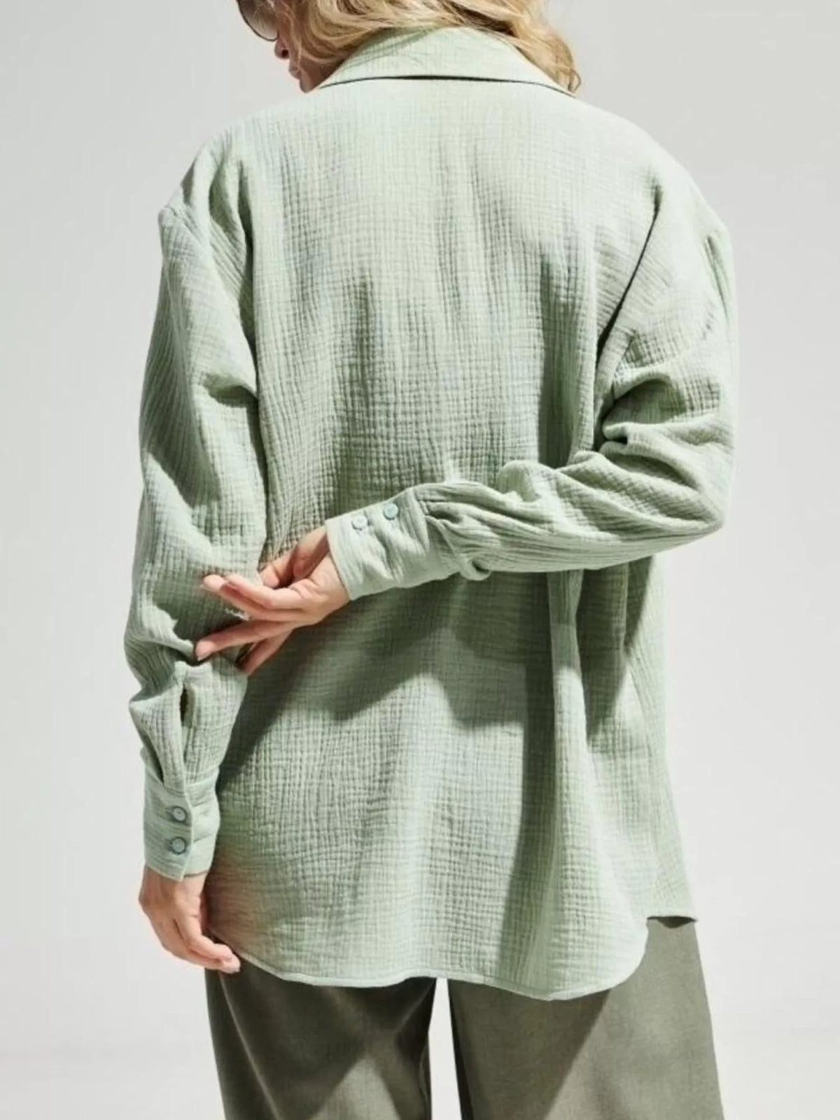Textured Gauze Button-Down Shirt - Lilixa.store