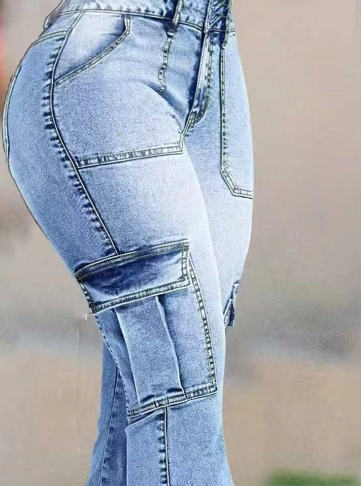 Flare Leg Cargo Jeans