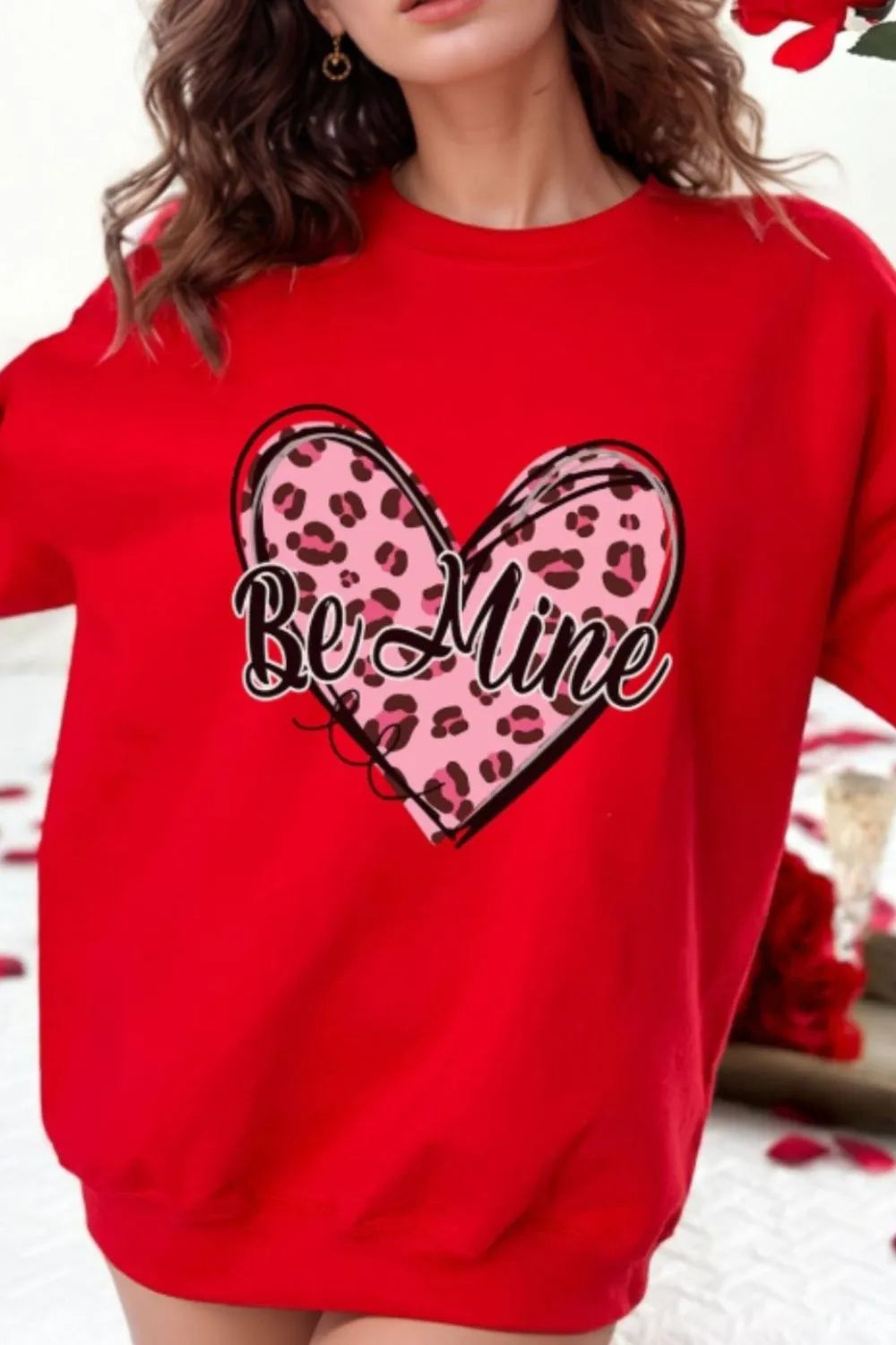 Valentine's Day BE MINE Heart Long Sleeve Sweatshirt - Lilixa.store