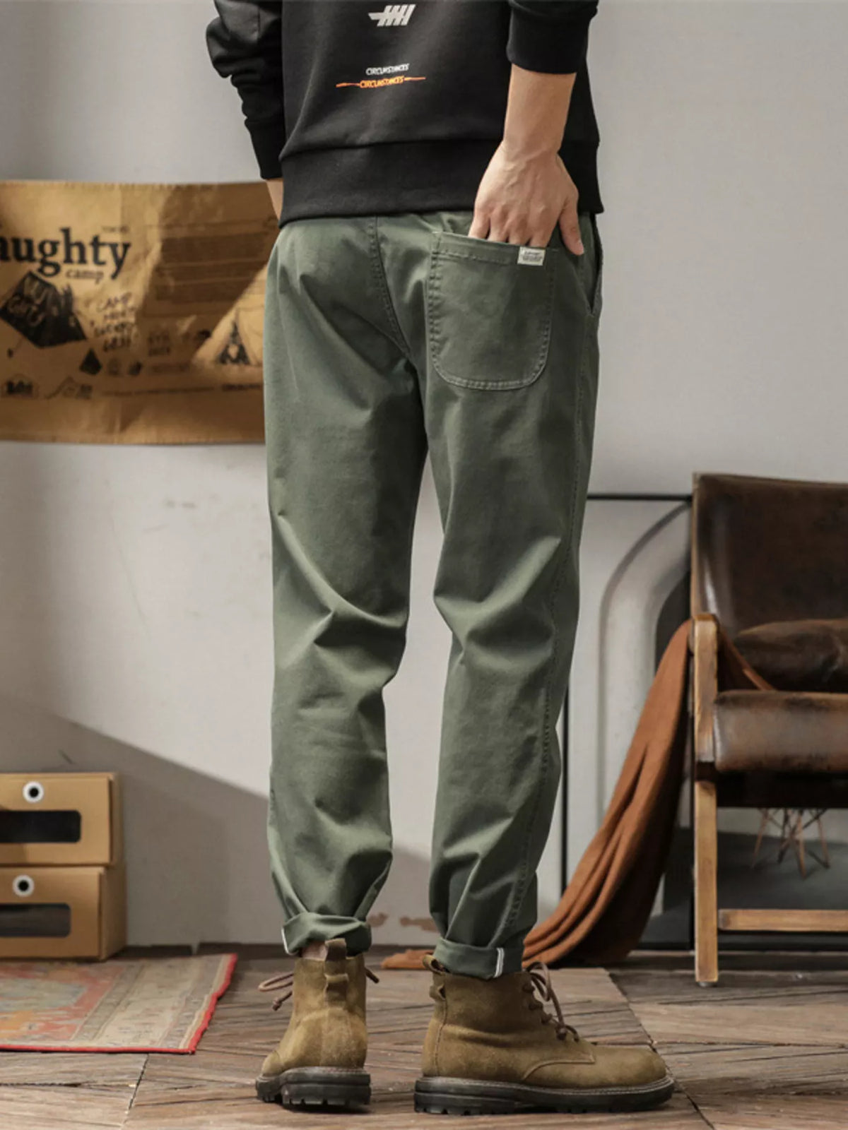 Men's Plus Size Casual Style Slim Fit Ankle Banded Pants, view 2