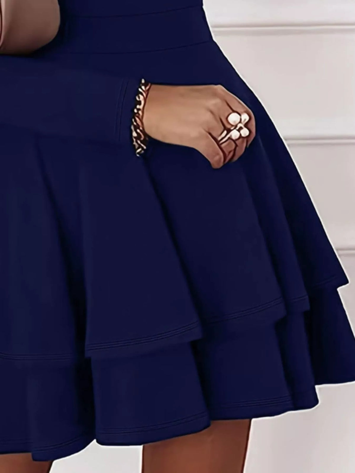 V-Neck Long Sleeve Layered Ruffle Mini Dress - Lilixa.store