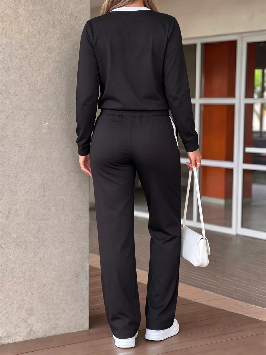 Heart Graphic Contrast Trim Top and Pants Set - Lilixa.store