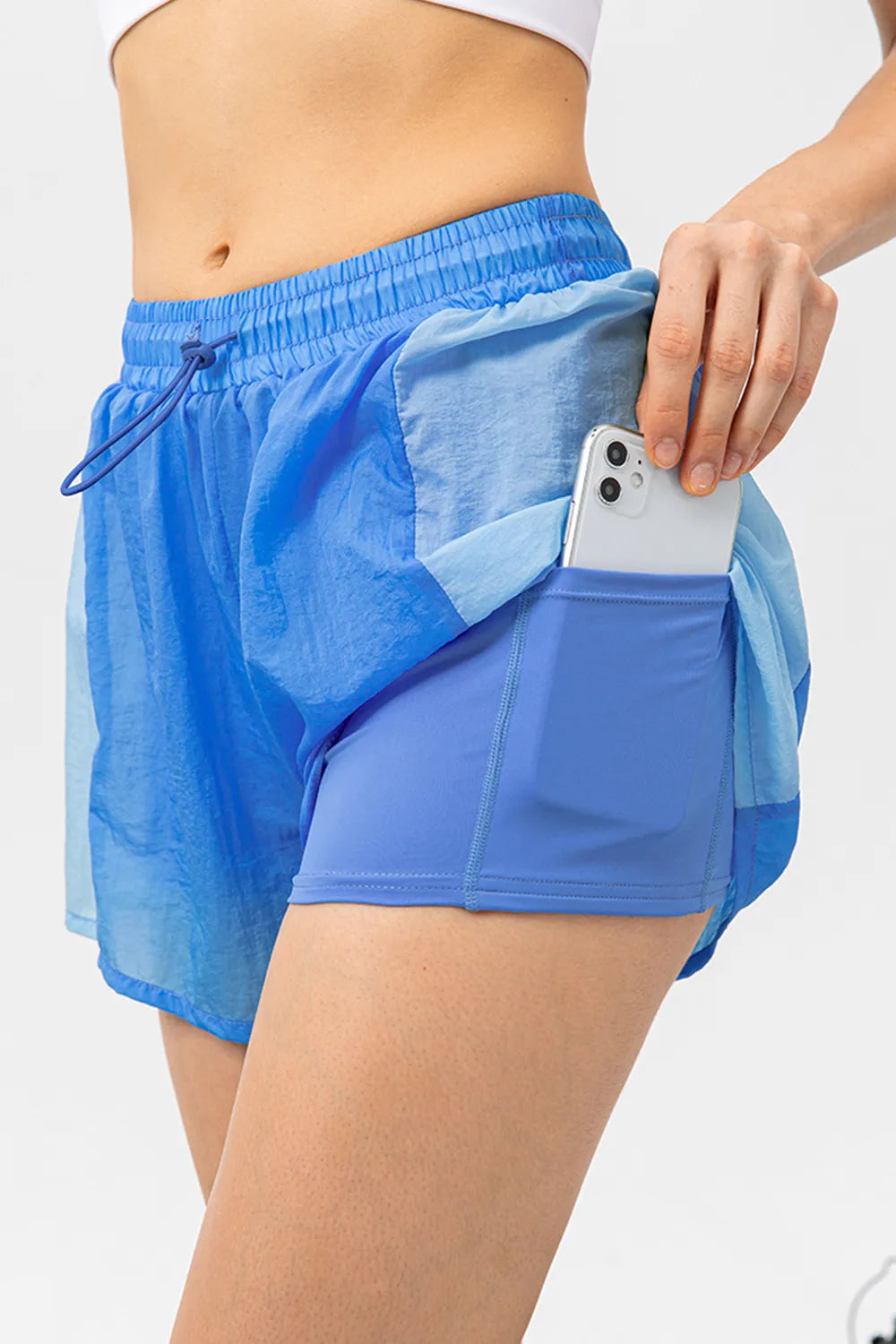 Color Block Drawstring Active Shorts - Lilixa.store