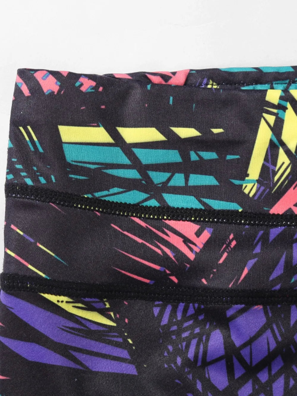 Printed Wide Waistband Active Leggings with Stirrups - Lilixa.store