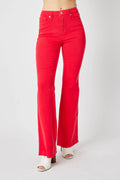Judy Blue Full Size Hw Tummy Control Garment Dyed Flare Jeans Plus Size - Lilixa.store