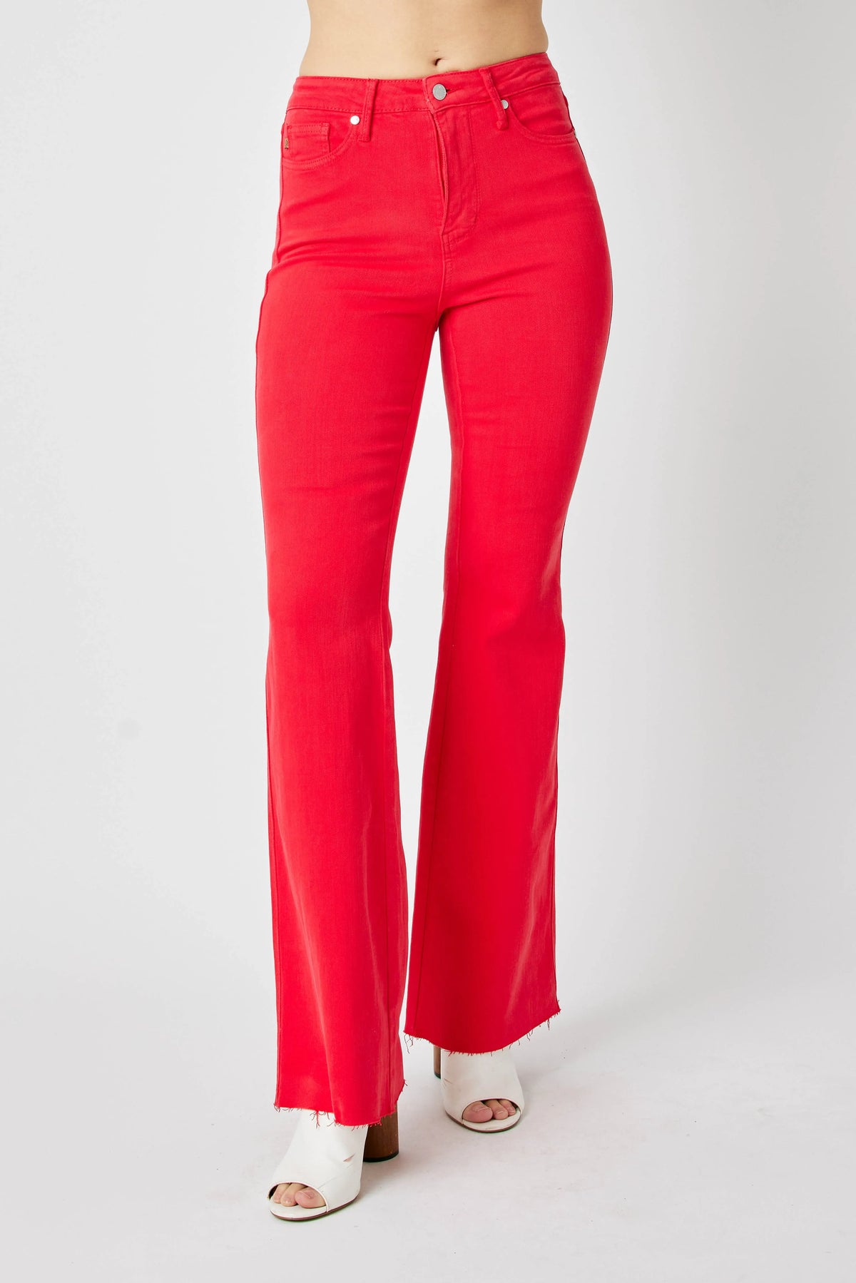 Judy Blue Full Size Hw Tummy Control Garment Dyed Flare Jeans Plus Size - Lilixa.store