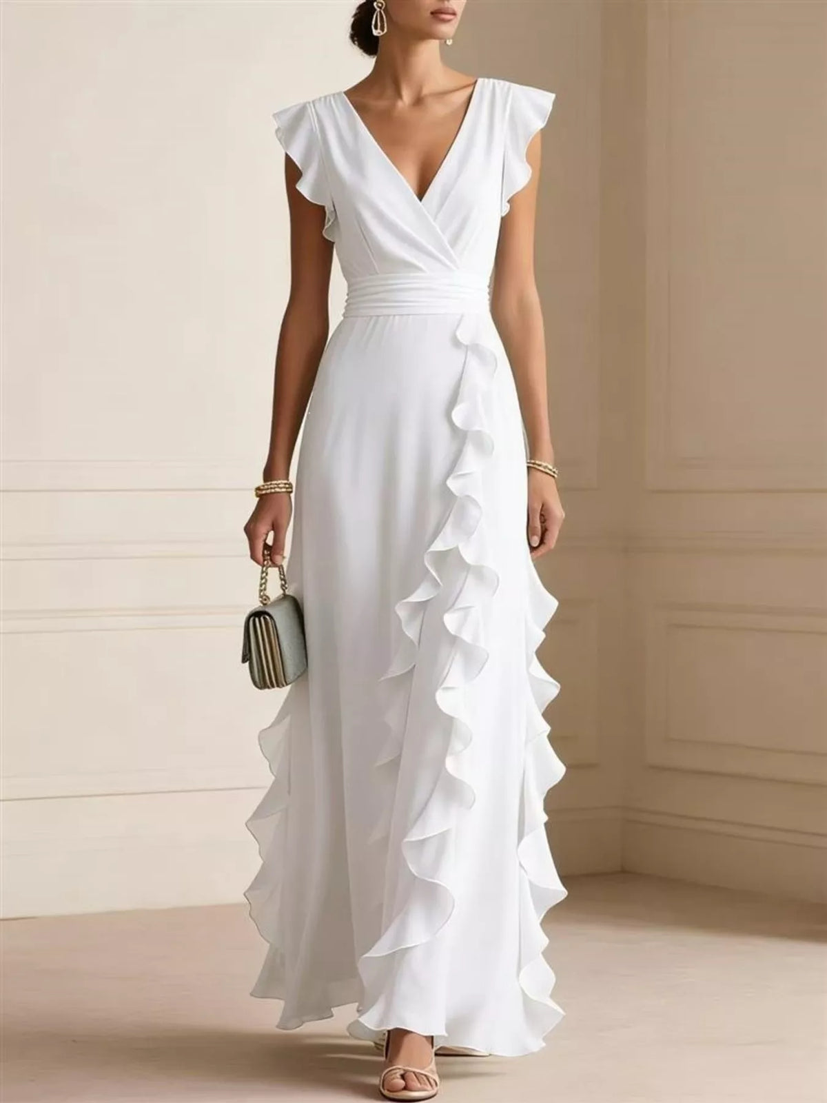 Ruffled Surplice Maxi Dress