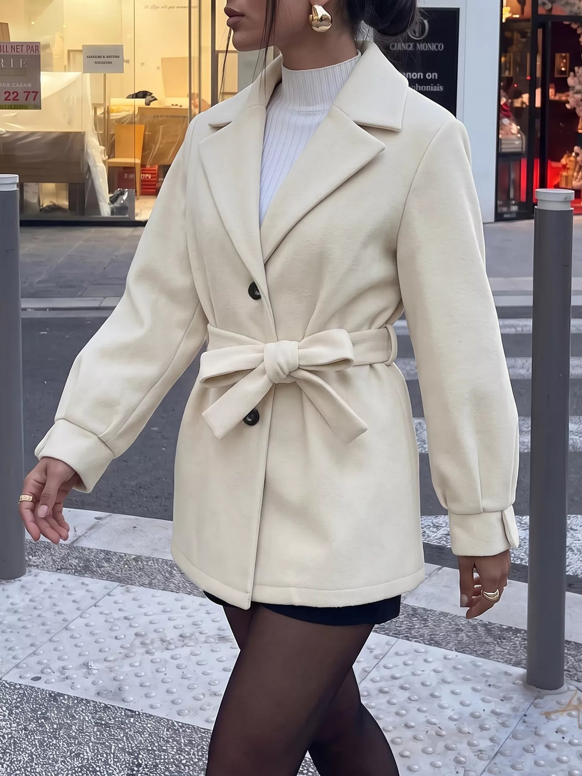 Lapel Collar Button Up Outerwear - Lilixa.store