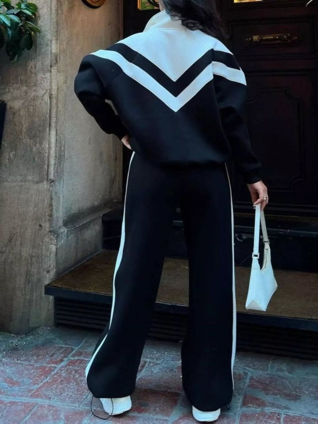 Color Block Zip-Up Outerwear and Pants Set - Lilixa.store