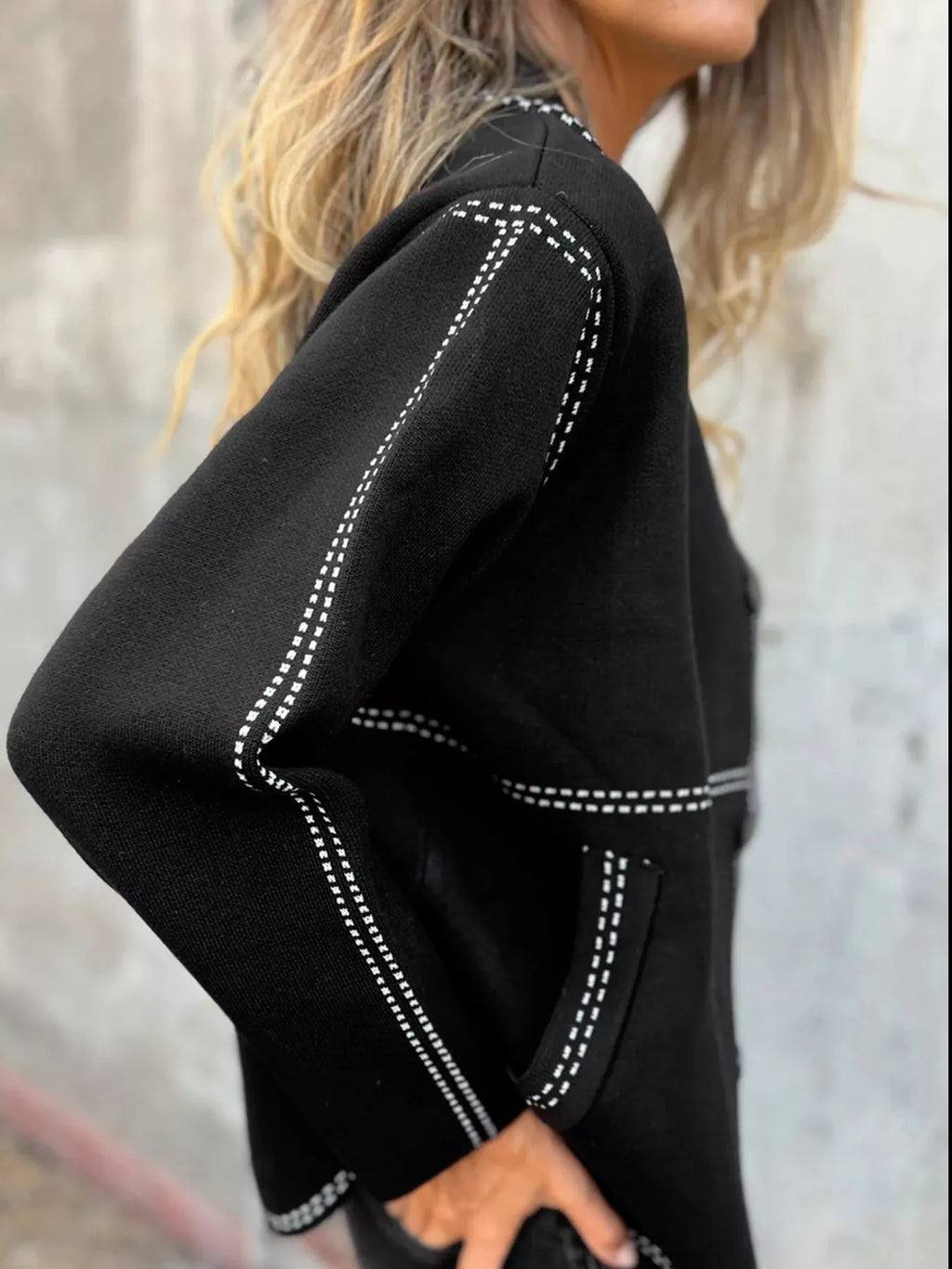 Contrast Trim Button up Sweater Cardigan - Lilixa.store