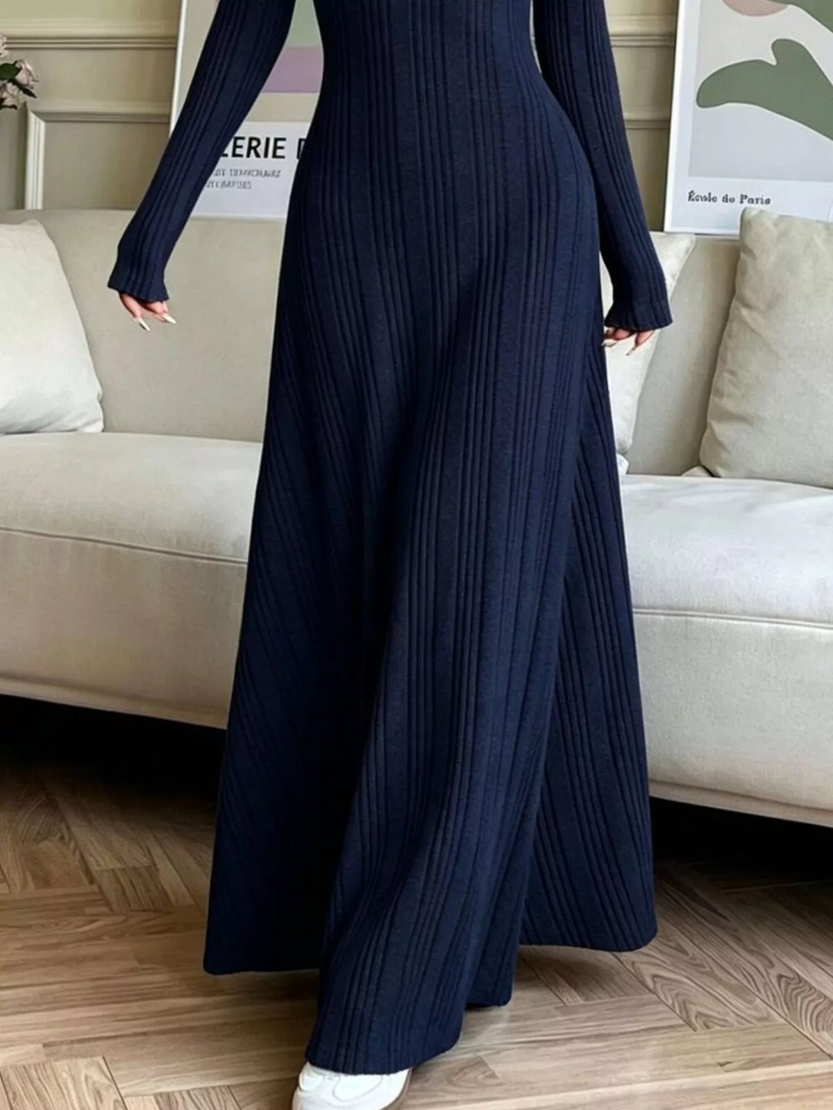 Long Sleeve Ribbed Knit Dress - Lilixa.store