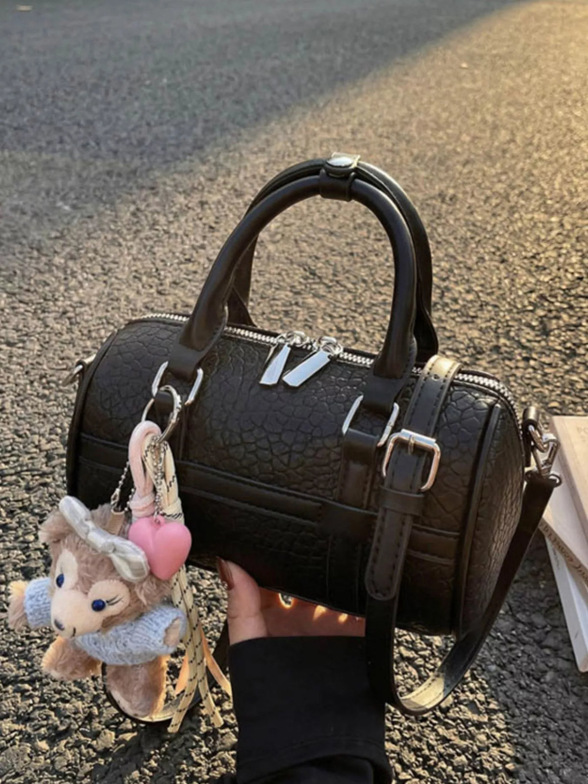 Textured Barrel Crossbody Bag