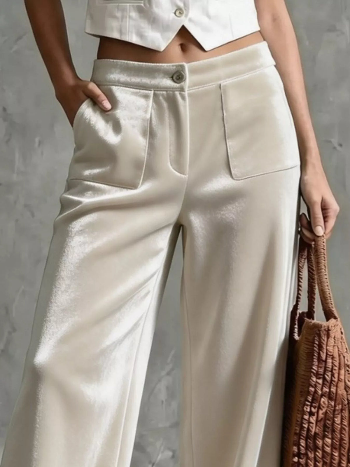Full Size Velvet Wide-Leg Pants Plus Size