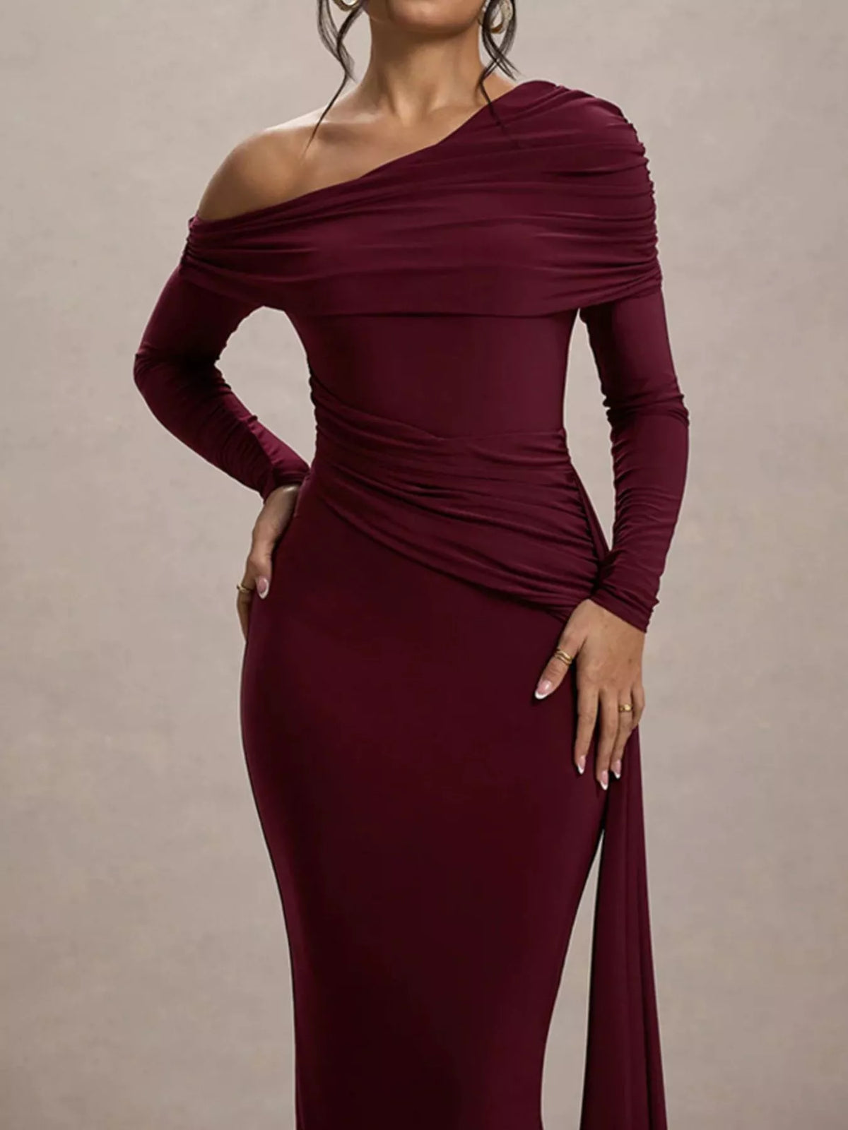 One-Shoulder Ruched Maxi Dress - Lilixa.store