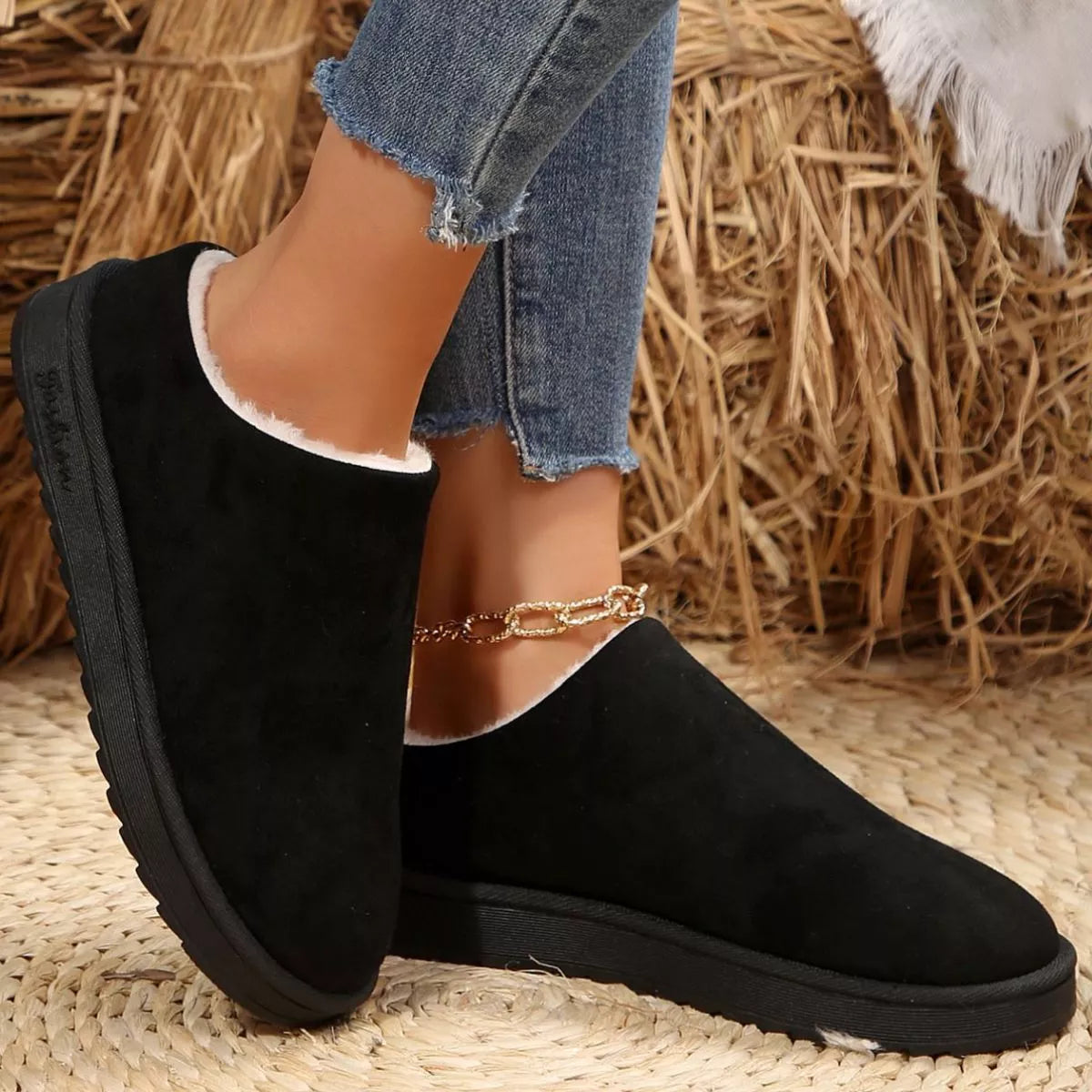 Round Toe Plush Lined Ankle Boots - Lilixa.store