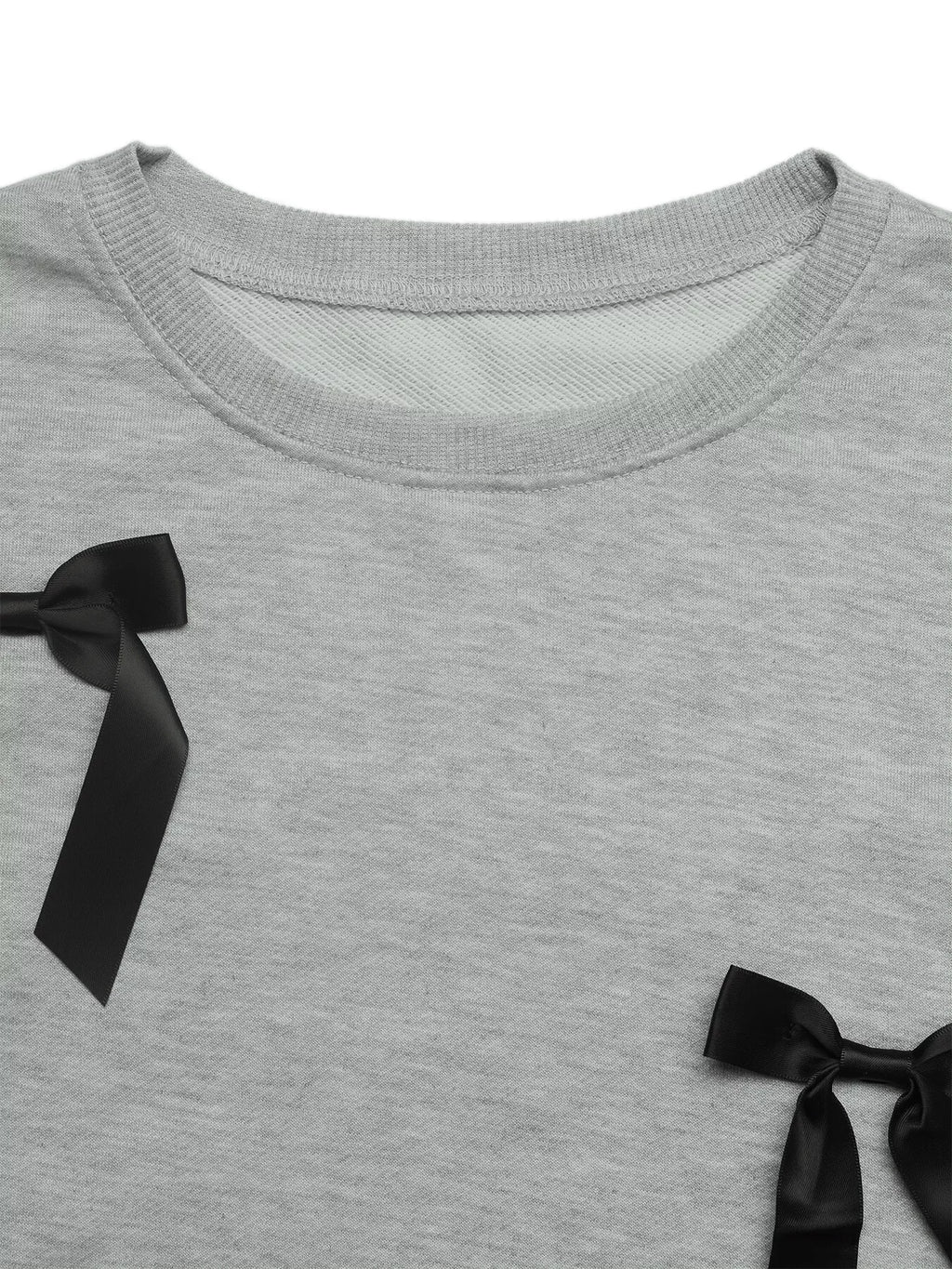 Bow Detail Round Neck Sweatshirt - Lilixa.store