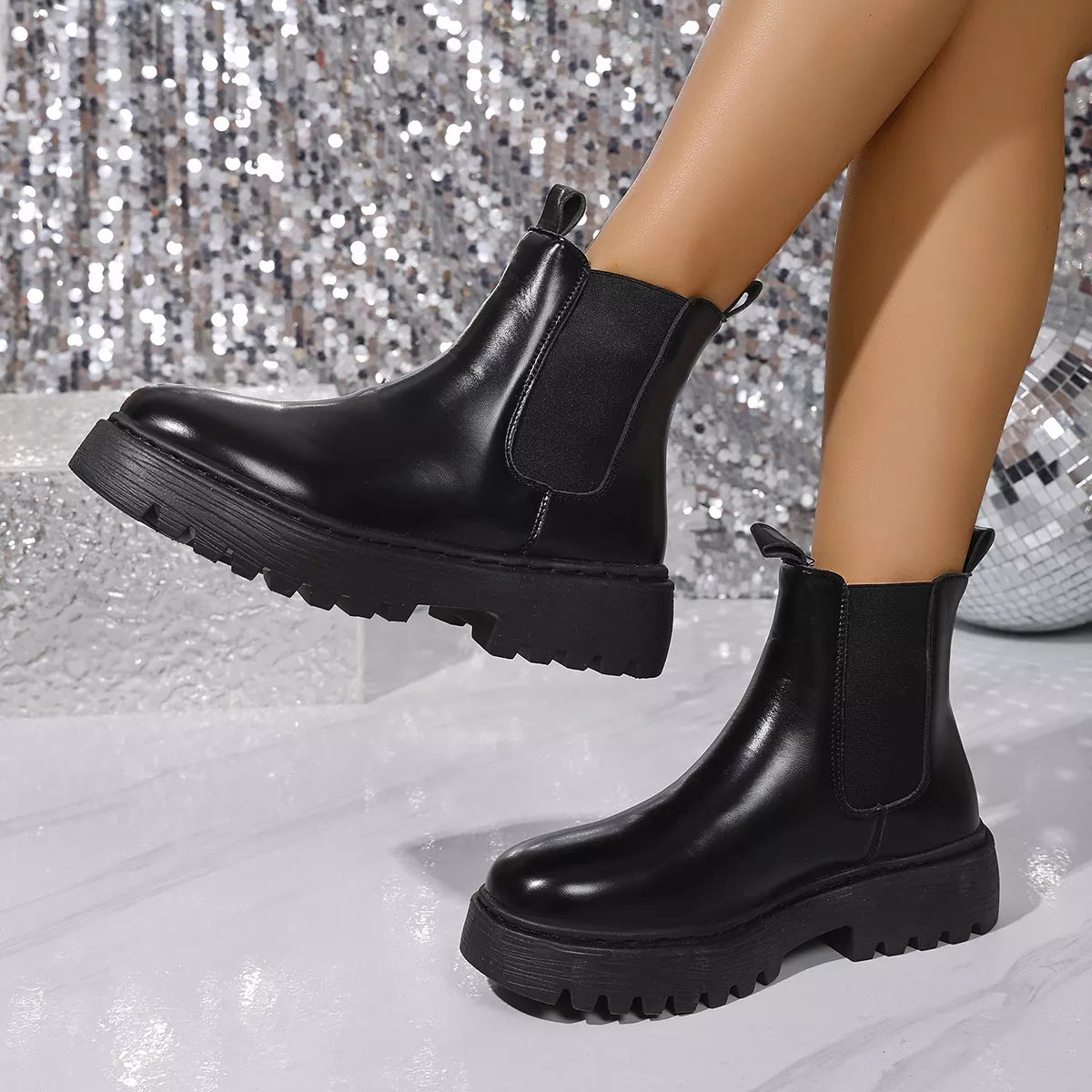 Round Toe Platform Boots, view 4