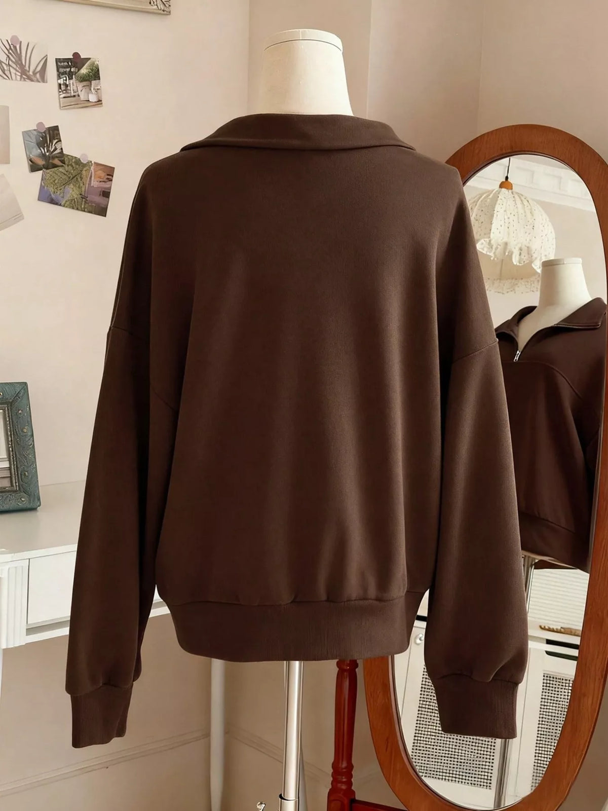 Quarter-Zip Dropped Shoulder Sweatshirt - Lilixa.store