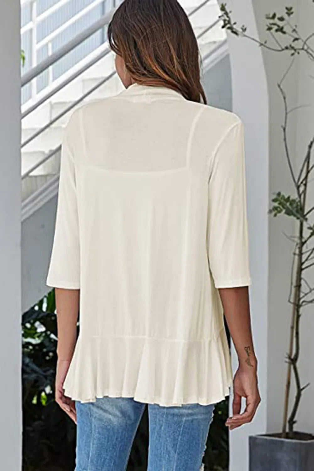 Open Front Three-Quarter Sleeve Cardigan, view 14