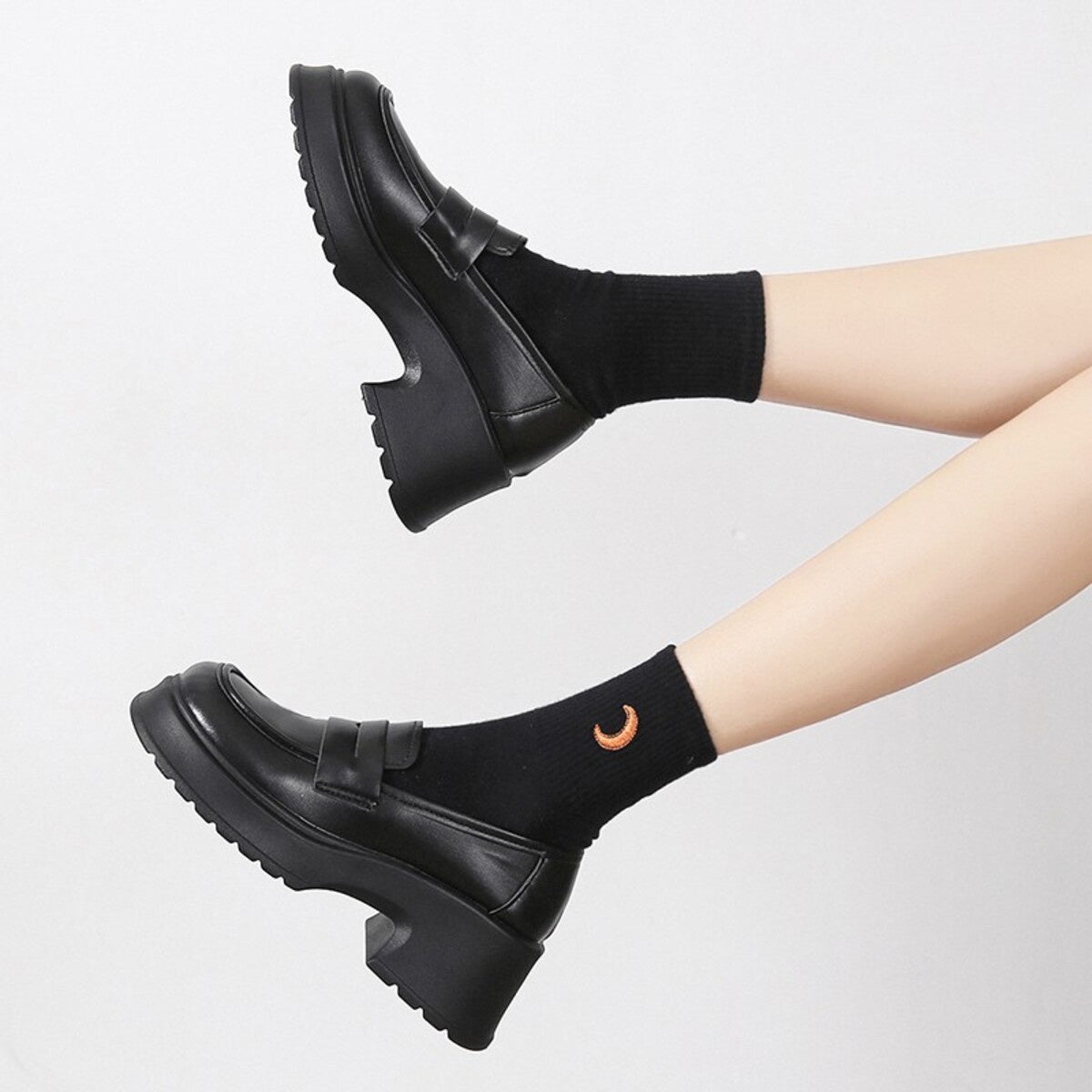 Round Toe Block Heels Loafers, view 2