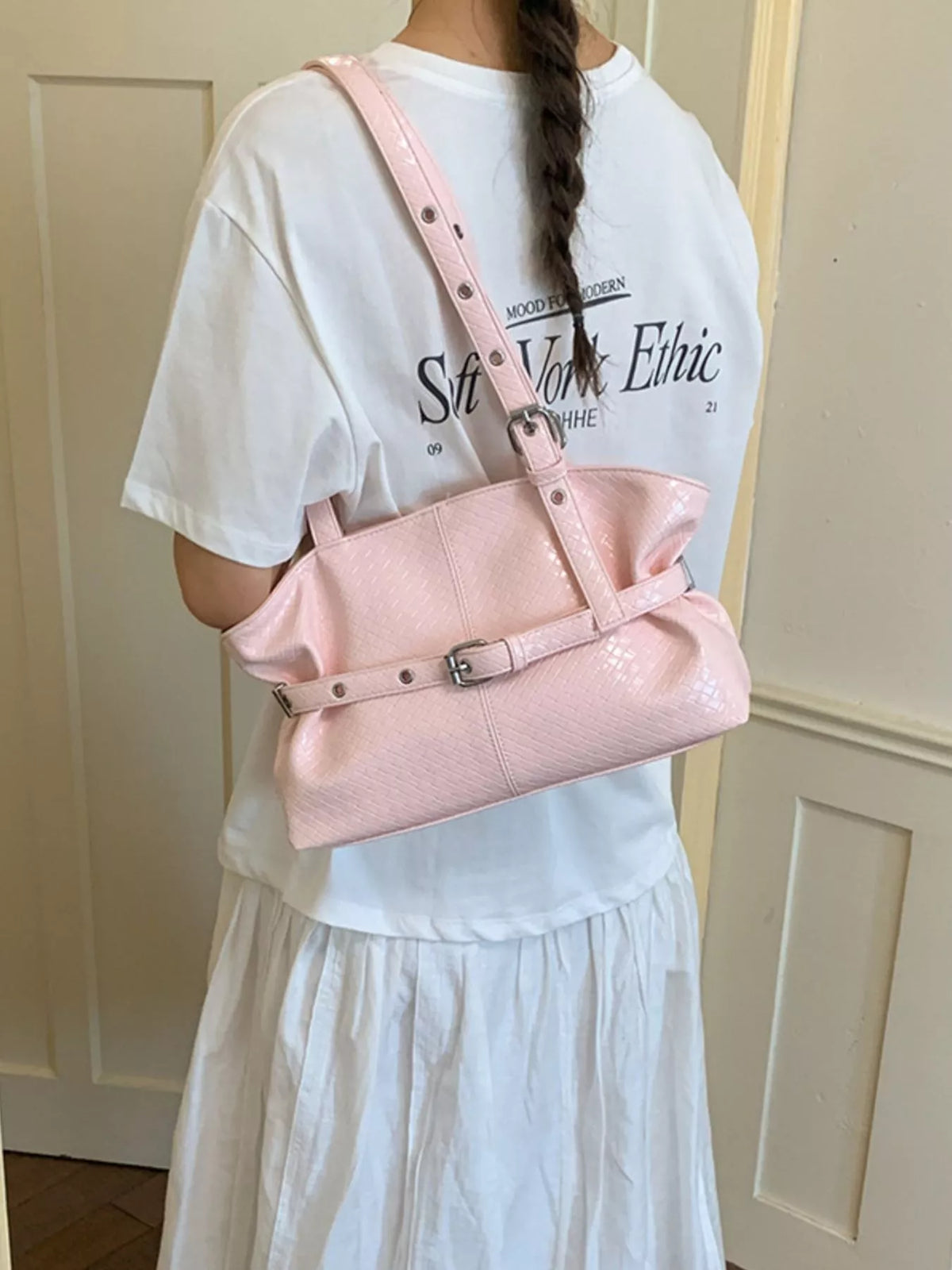 Buckle Detail Shoulder Bag - Lilixa.store