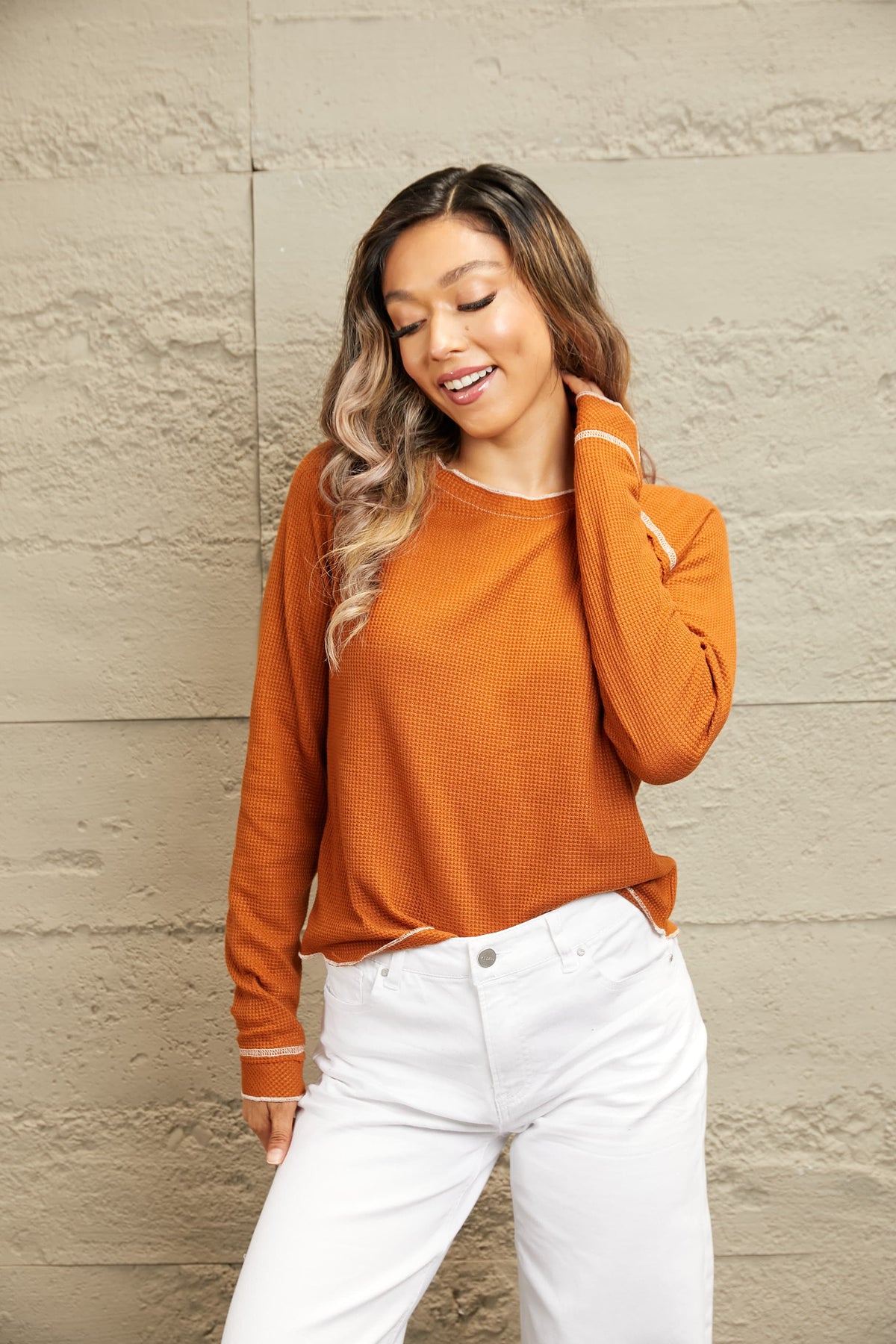 Long Raglan Sleeve Round Neck Top, view 4