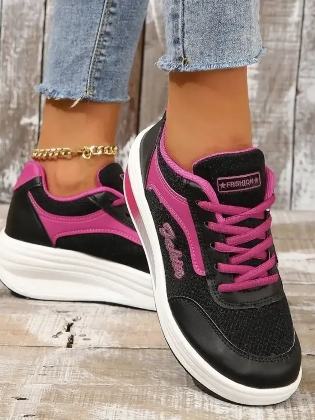 Breathable Lace Up Contrast Mesh Athletic - Lilixa.store