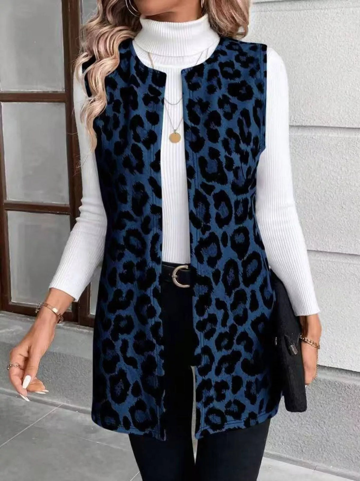 Sleeveless Leopard Print Vest Coat - Lilixa.store