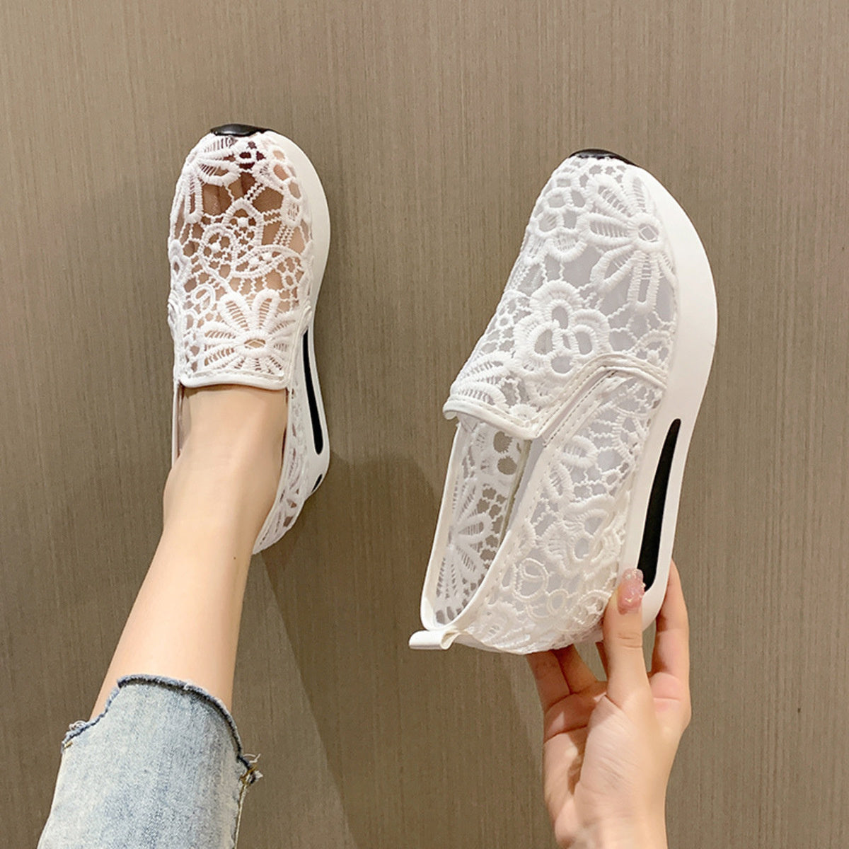 Lace Breathable Platform Slip-On, view 3