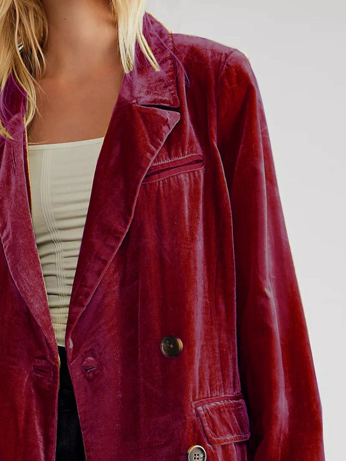 Lapel Collar Button Up Blazer - Lilixa.store