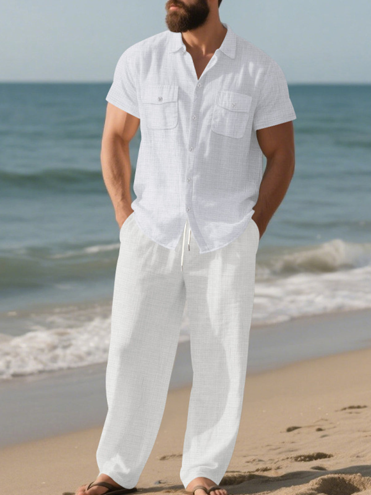 Men's Full Size Casual Button Up Shirt and Pants Set Plus Size - Lilixa.store