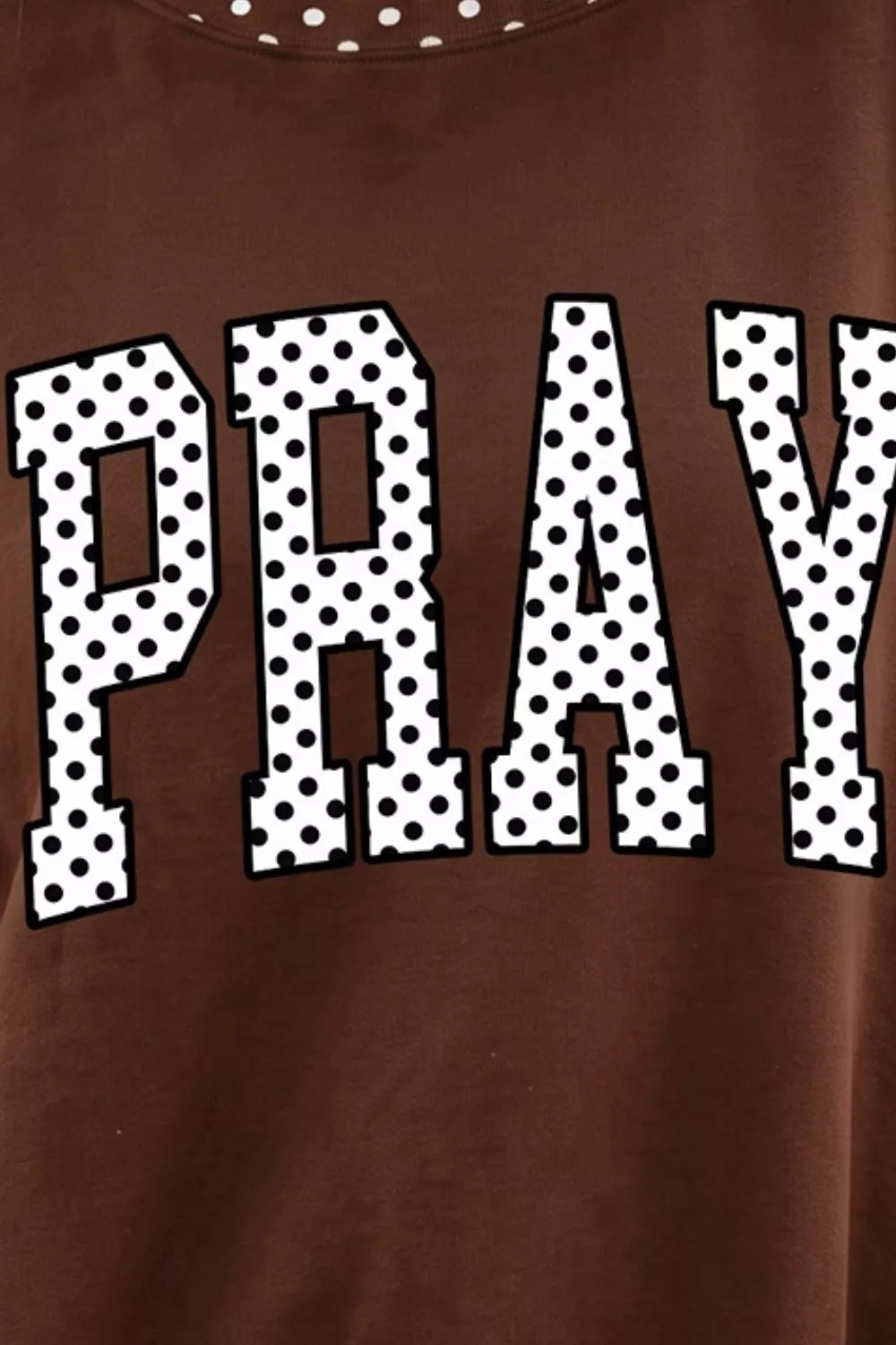Polka Dot Trim 'PRAY' Graphic Sweatshirt - Lilixa.store