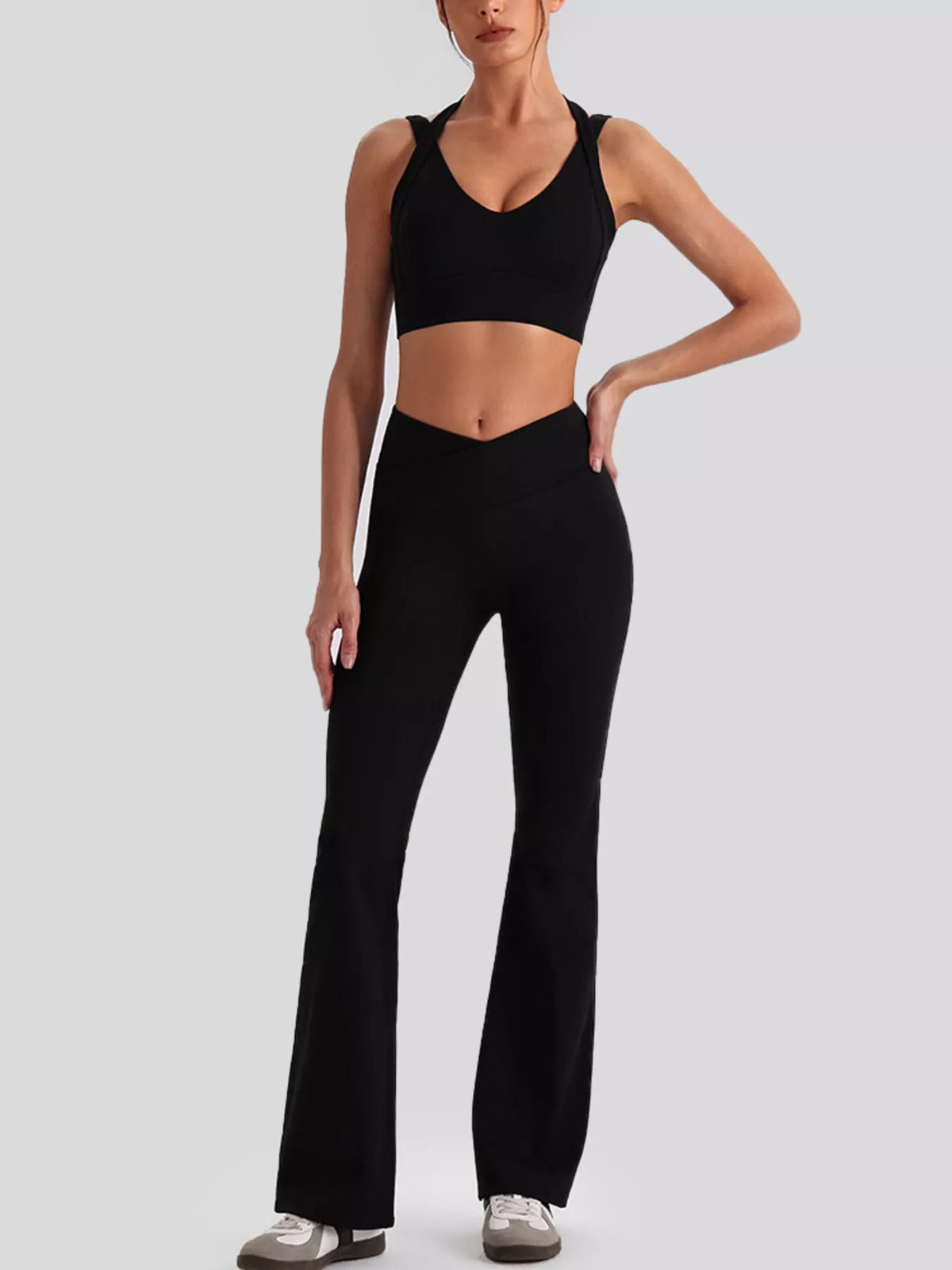 Seamless Criss-Cross V-Neck Tank and Leggings Active Set - Lilixa.store