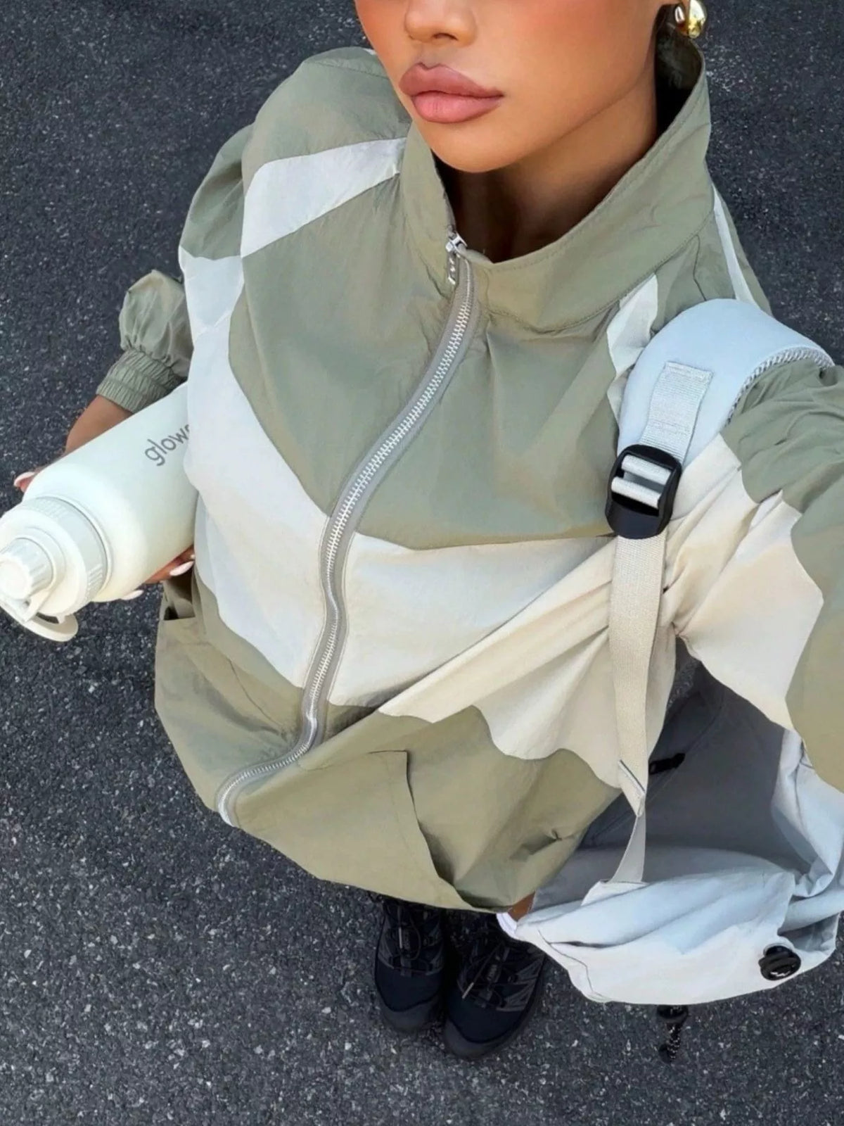 Color Block Zip-Up Jacket