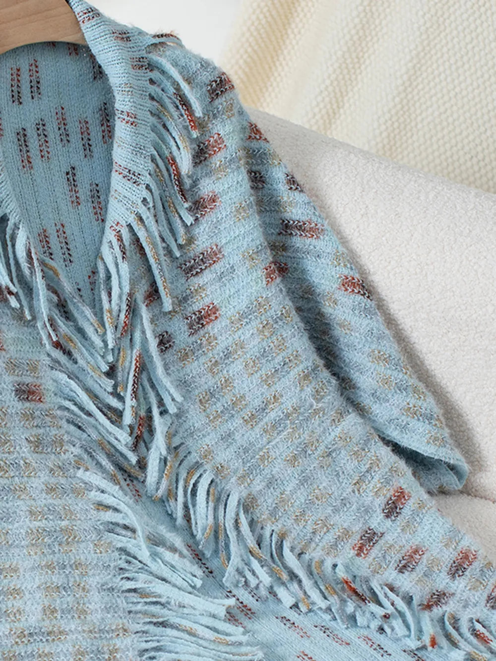 Fringe Open Front Half Sleeve Poncho, view 9
