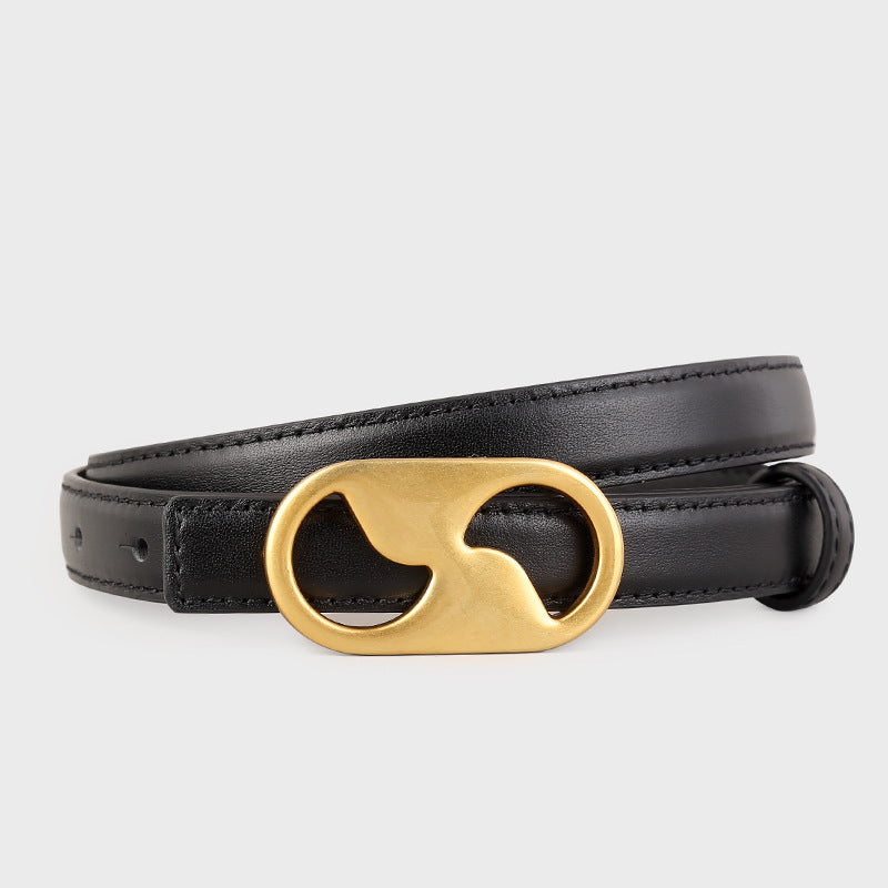 Leather Belt with Golden Buckle - Lilixa.store