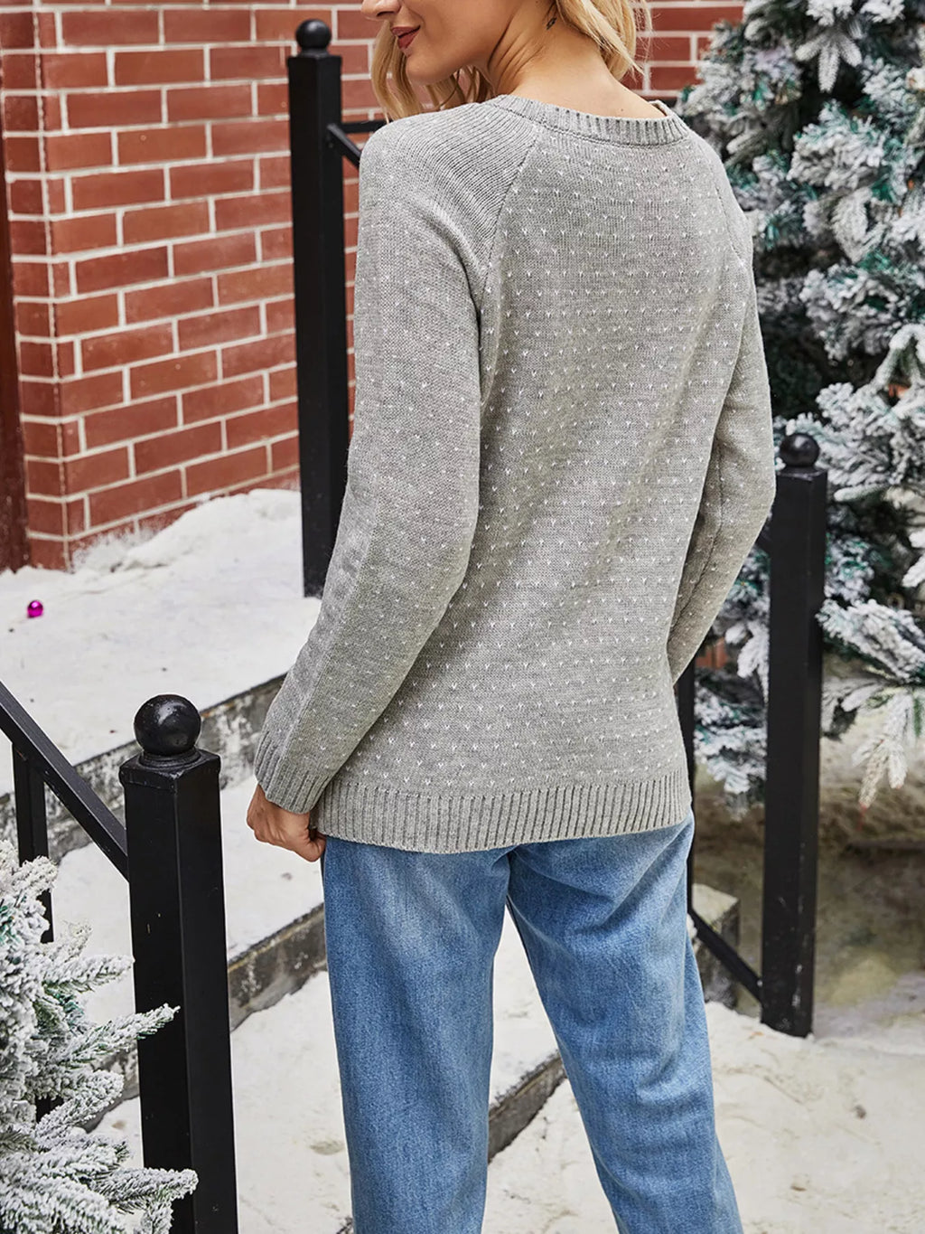Snowman Graphic Raglan Sleeve Sweater, view 4
