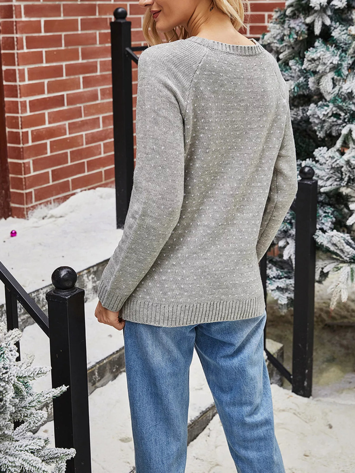 Snowman Graphic Raglan Sleeve Sweater - Lilixa.store