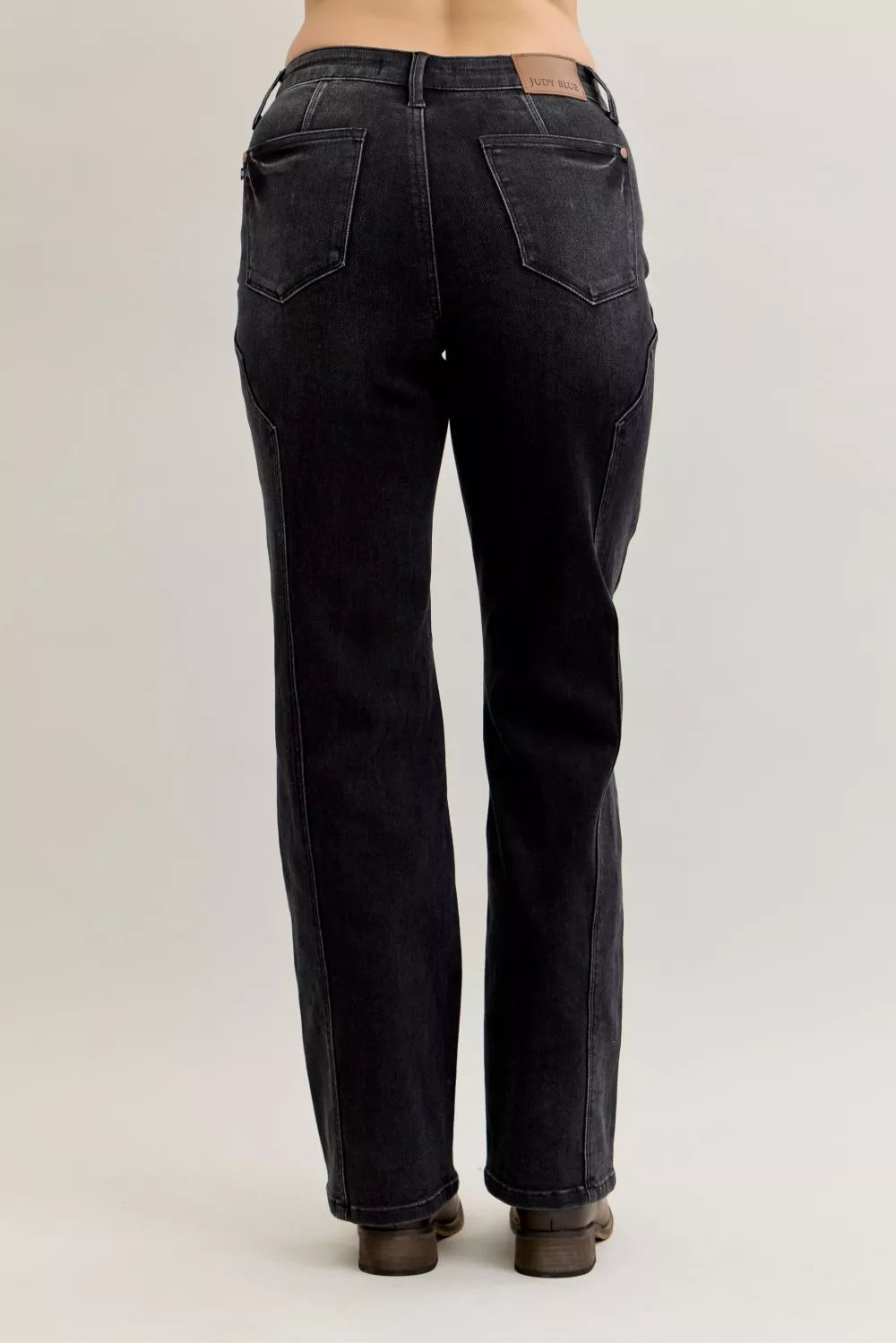 Judy Blue Mid Rise Straight Western Seam Detail Jeans - Lilixa.store