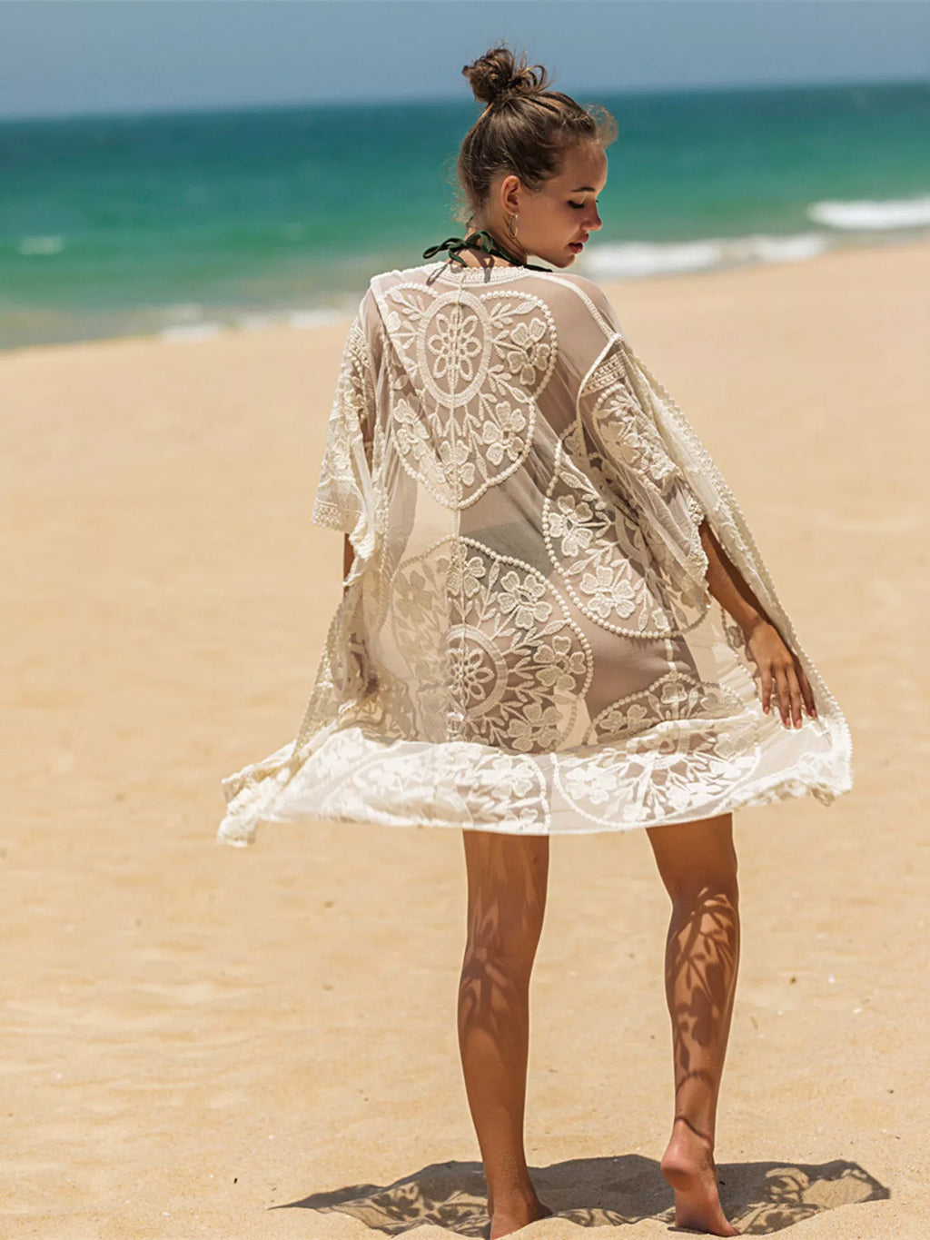 Floral Lace Sheer Kimono Cover-Up - Lilixa.store