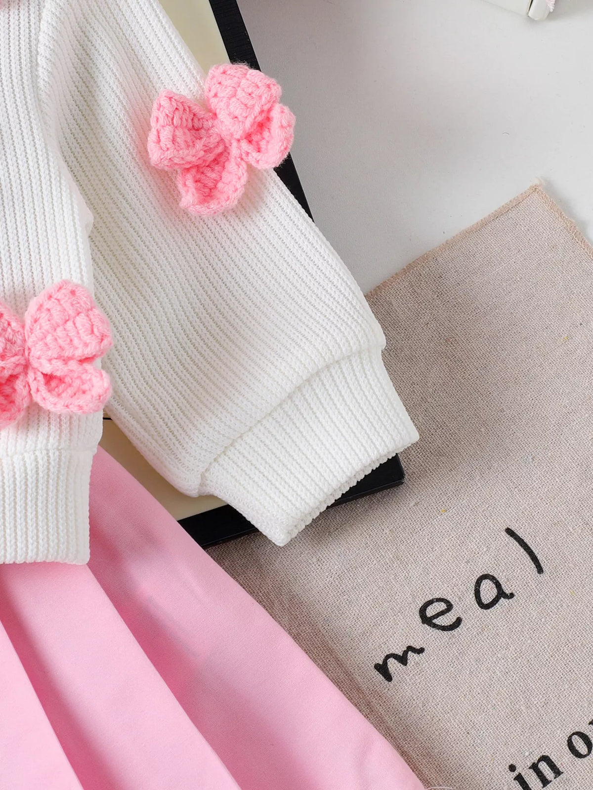 Children's Bow Button Up Cardigan and Pleated Skirt Set - Lilixa.store