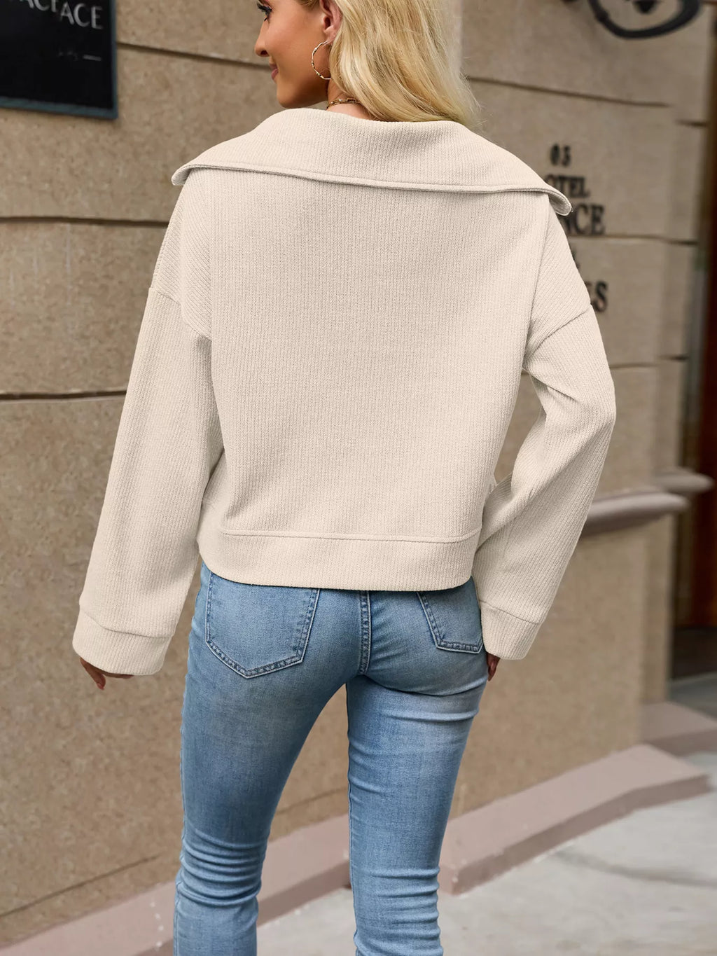 Half-Zip Dropped Shoulder Sweatshirt - Lilixa.store