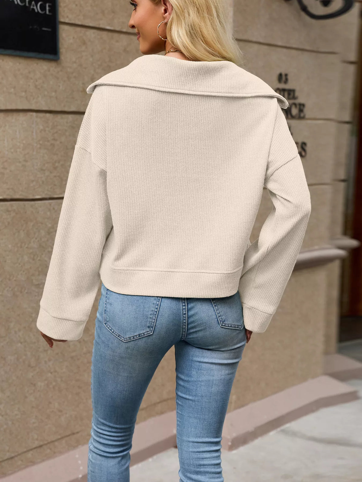 Half-Zip Dropped Shoulder Sweatshirt - Lilixa.store