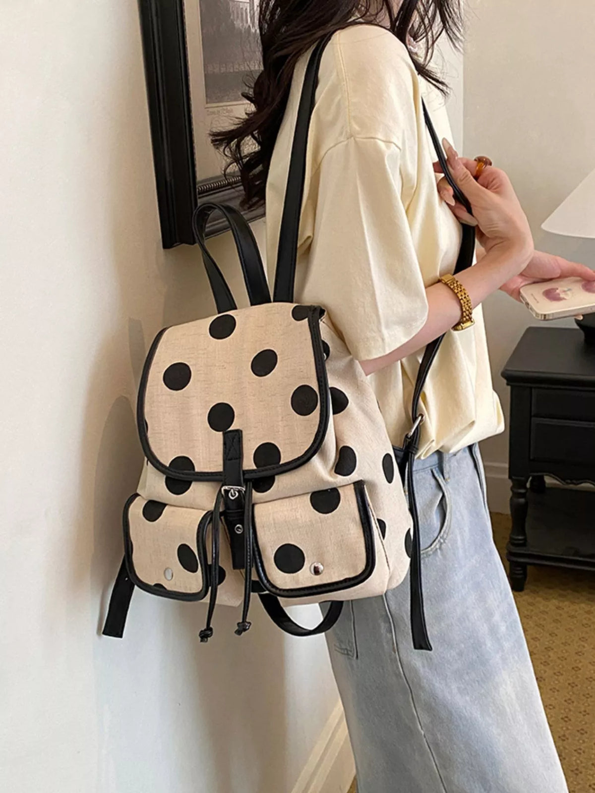 Polka Dot Backpack Bag
