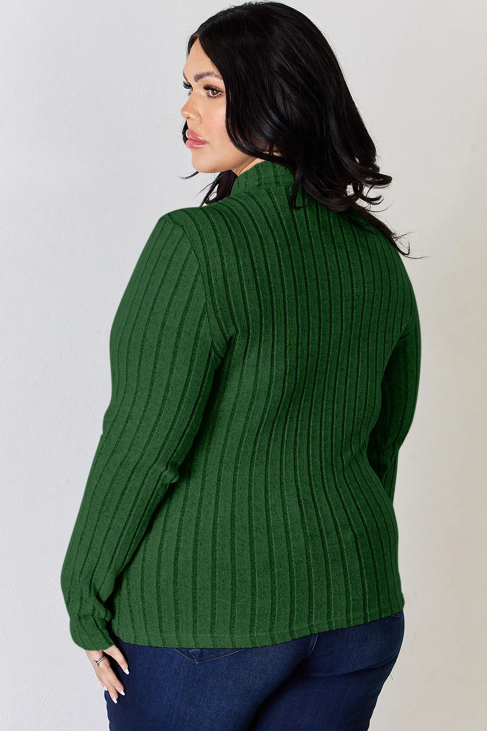 Basic Bae Full Size Ribbed Mock Neck Long Sleeve T-Shirt - Lilixa.store